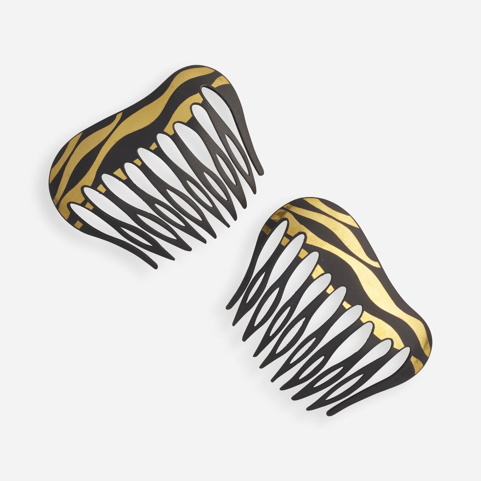 Tiffany & Co., Two damascene iron and gold hair combs (1 of 1)