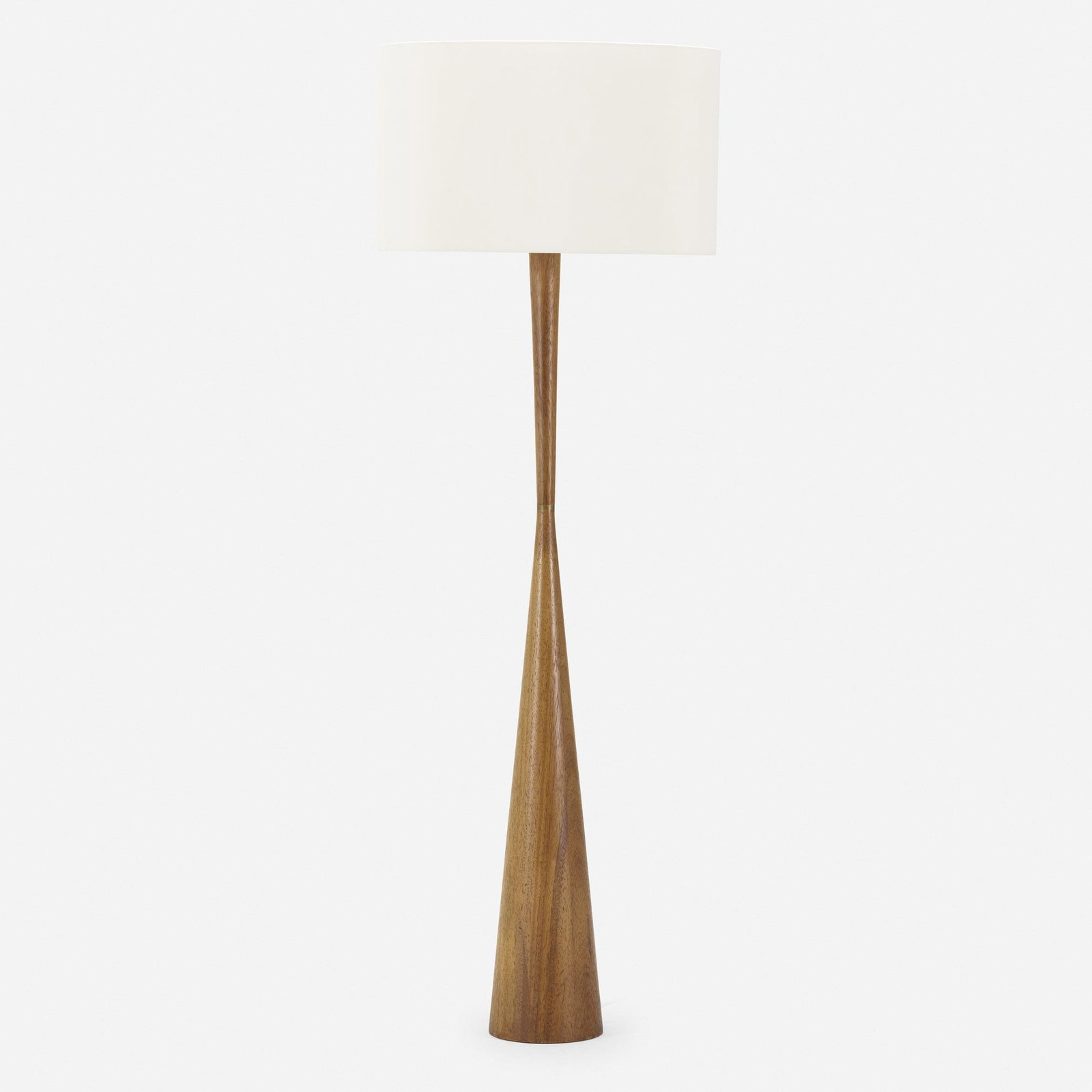 Paul McCobb, attribution, floor lamp: Paul McCobb, attribution floor lamp USA, c. 1955 maple, brass, silk 54 h × 18 w × 16.25 d in (137 × 46 × 41 cm) Provenance: Collection of Russell Groves