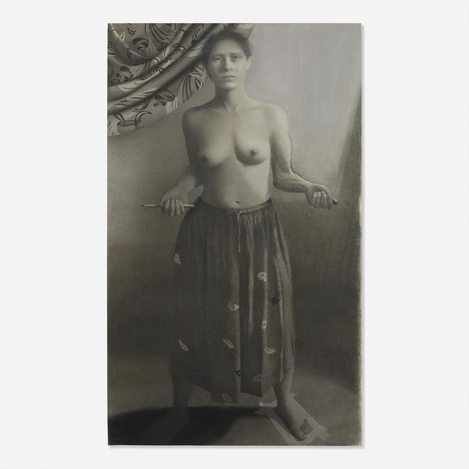 Susan Hauptman, Self-portrait: Susan Hauptman Self-portrait 1982graphite, pastel and charcoal on paper59.75 h × 35.875 w in (152 × 91 cm) Signed to lower right corner 'Hauptman'. Inscribed to lower edge 'For Husban