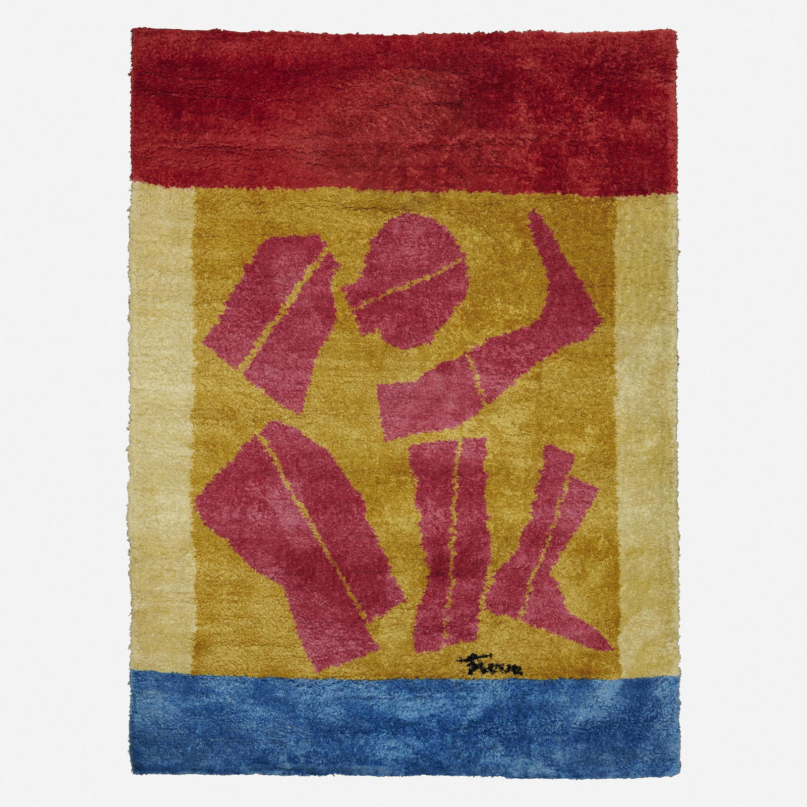 After Ernest Trova, Study/Falling Man tapestry: After Ernest Trova Study/Falling Man tapestry c. 1965hand-knotted wool84 h × 63 w in (213 × 160 cm) Signed in weave to lower right 'Trova'. please note: this work