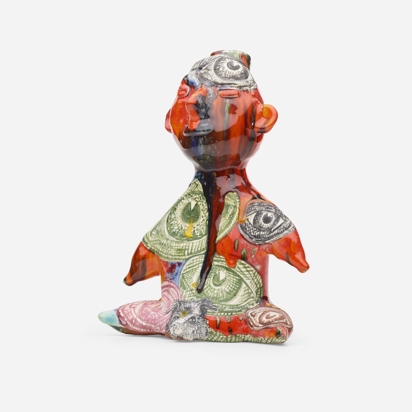 Michael Lucero, Untitled from the Post-Columbus series: Michael Lucero Untitled from the Post-Columbus series USA, c. 2016glazed and painted earthenware10.25 h × 8 w × 5 d in (26 × 20 × 13 cm) Glazed signature to verso 'Michael