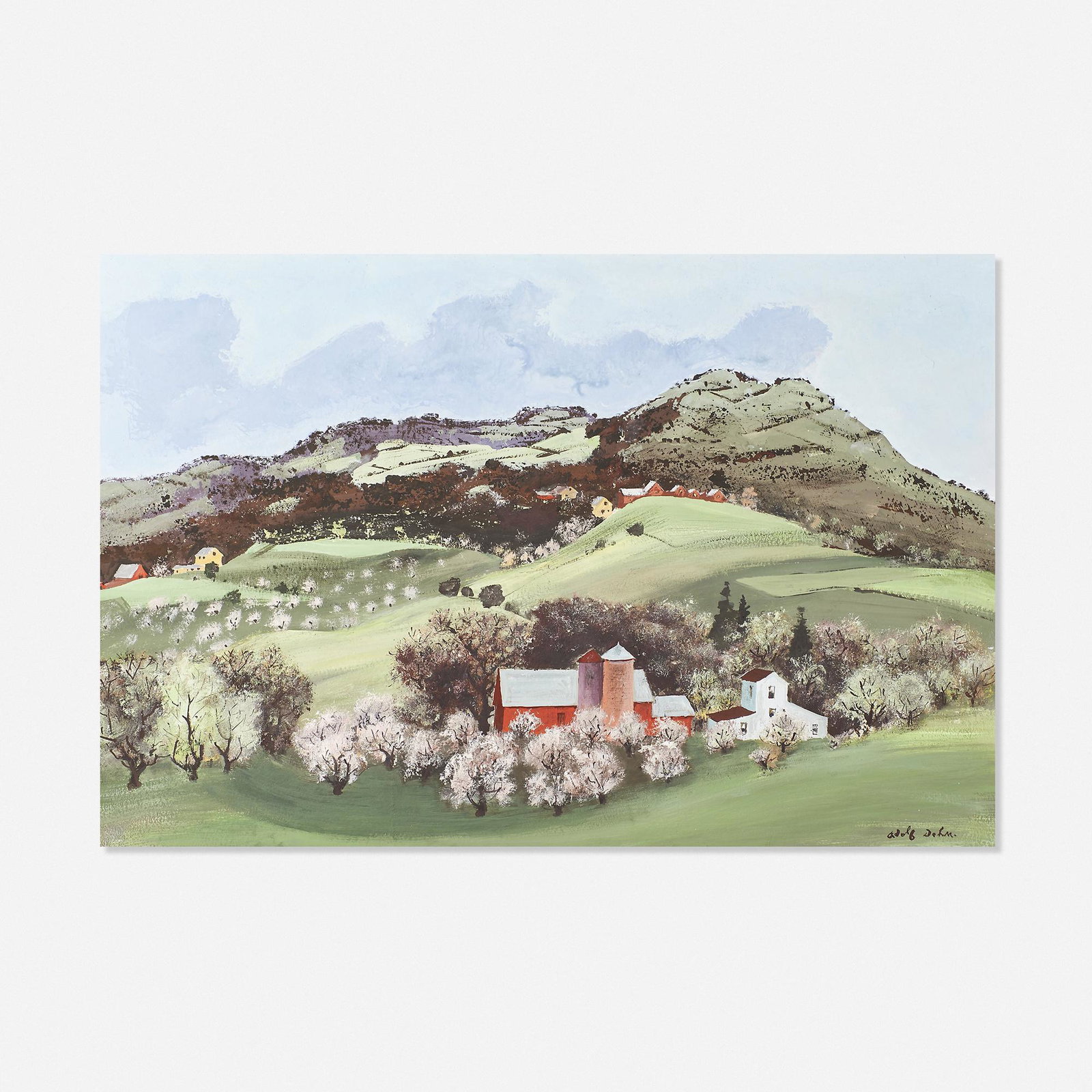 Adolf Dehn, Spring Countryside, Pennsylvania: Adolf Dehn Spring Countryside, Pennsylvania c. 1946 oil on Masonite 24 h × 36 w in (61 × 91 cm) Signed and titled to verso 'Adolph Dehn Spring Countryside, Pennsylvania'.