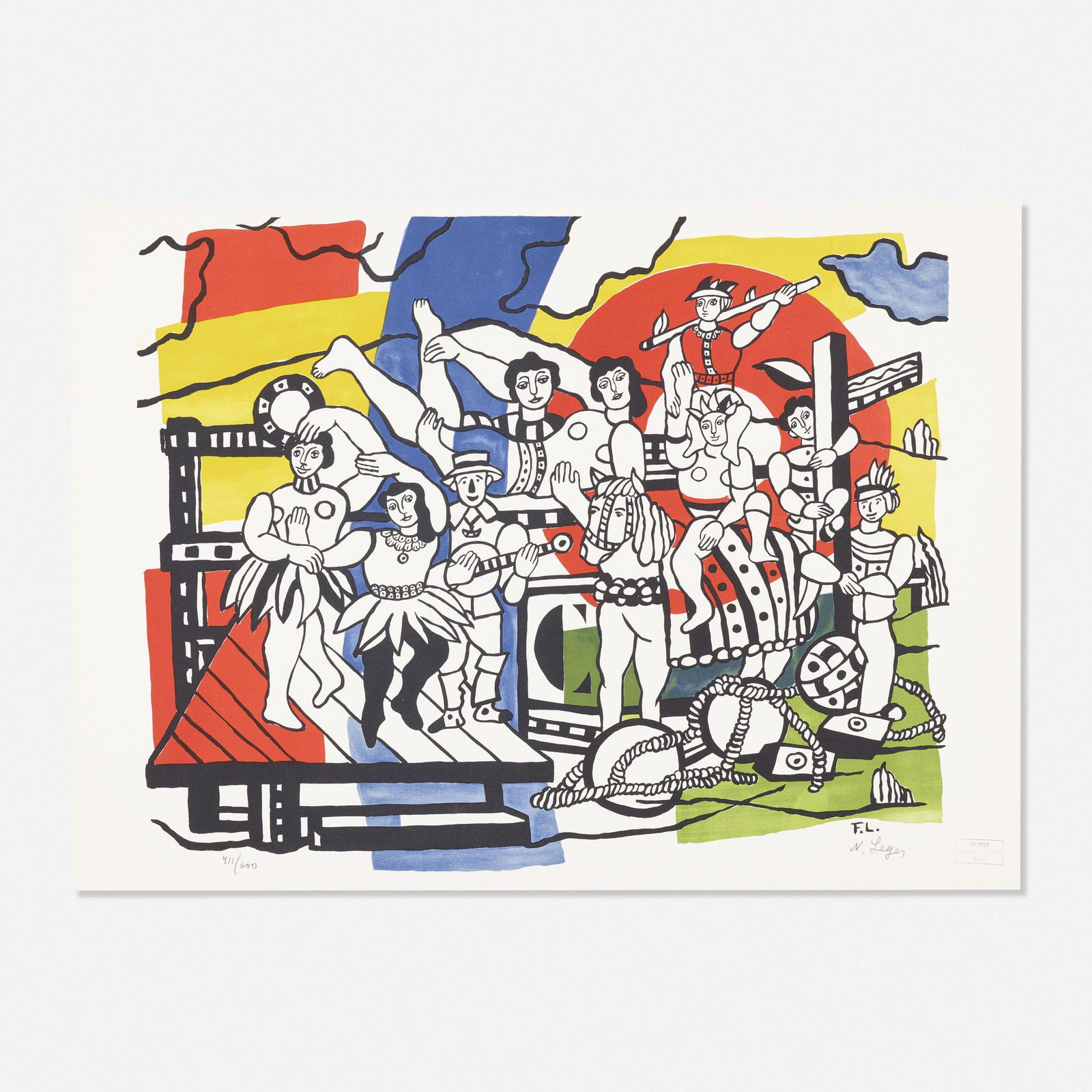 After Fernand Leger, The Great Parade: After Fernand Leger The Great Parade 1955lithograph in colors21.375 h × 30 w in (54 × 76 cm) Signed and numbered to lower margin '411/600 W. Leger'. This work is number 411 from the e