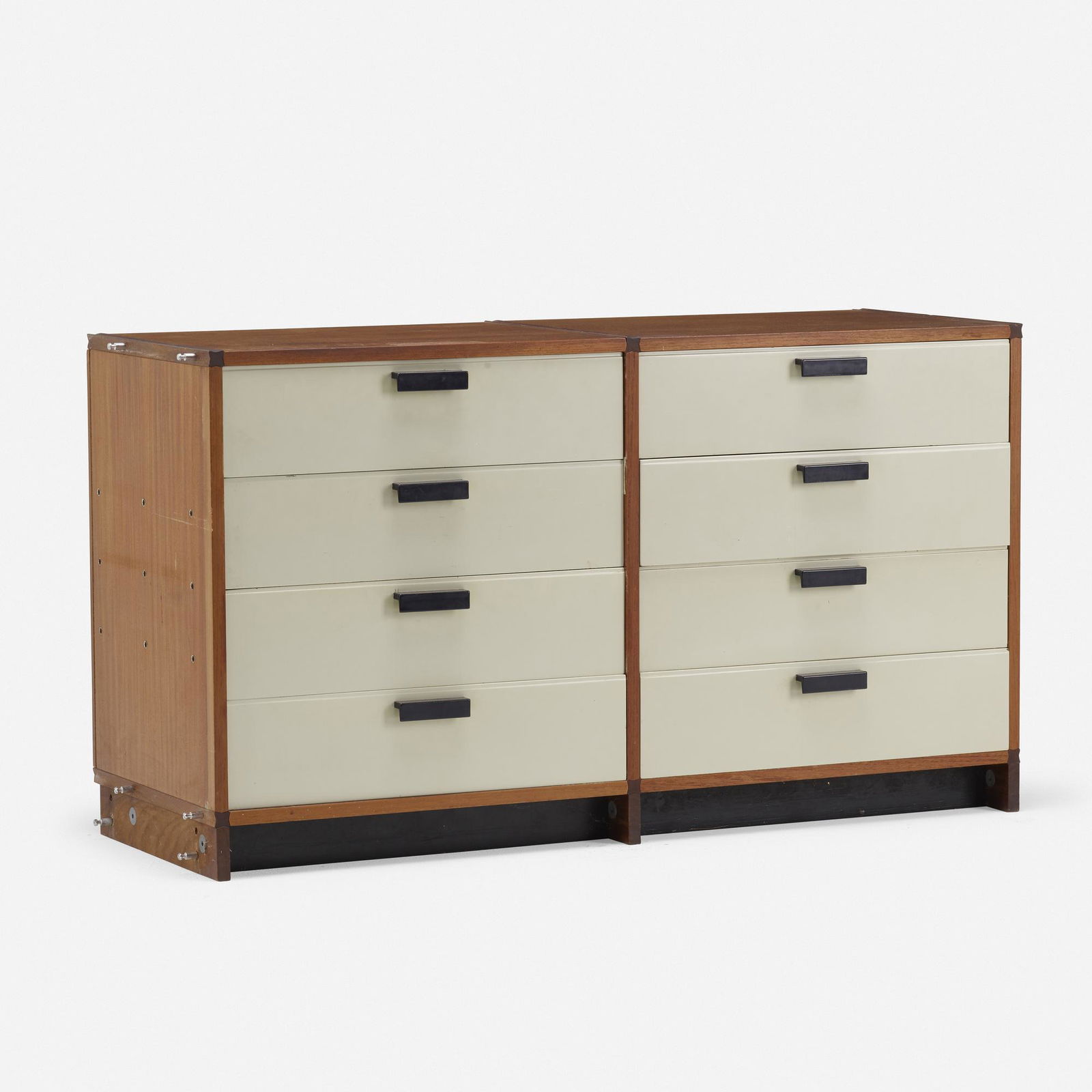 Cees Braakman, modular cabinet: Cees Braakman modular cabinet PastoeThe Netherlands, c. 1960teak plywood, enameled plywood, enameled aluminum, oak plywood27.25 h × 48.25 w × 17.75 d in (69 × 123 × 45 cm)<