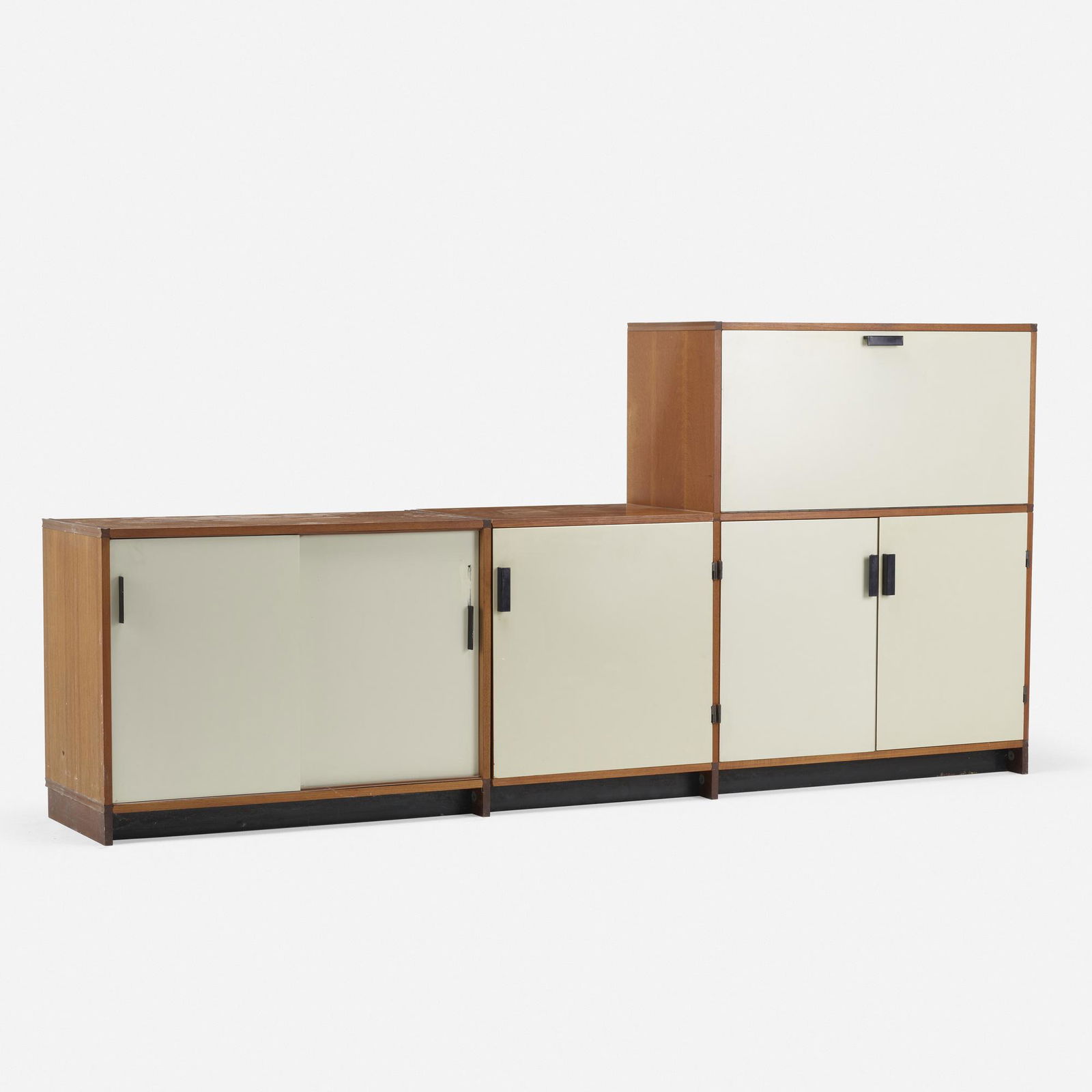 Cees Braakman, modular storage system: Cees Braakman modular storage system PastoeThe Netherlands, c. 1960teak plywood, enameled plywood, enameled aluminum, oak plywood45.5 h × 96.5 w × 17.75 d in (116 × 245 × 4