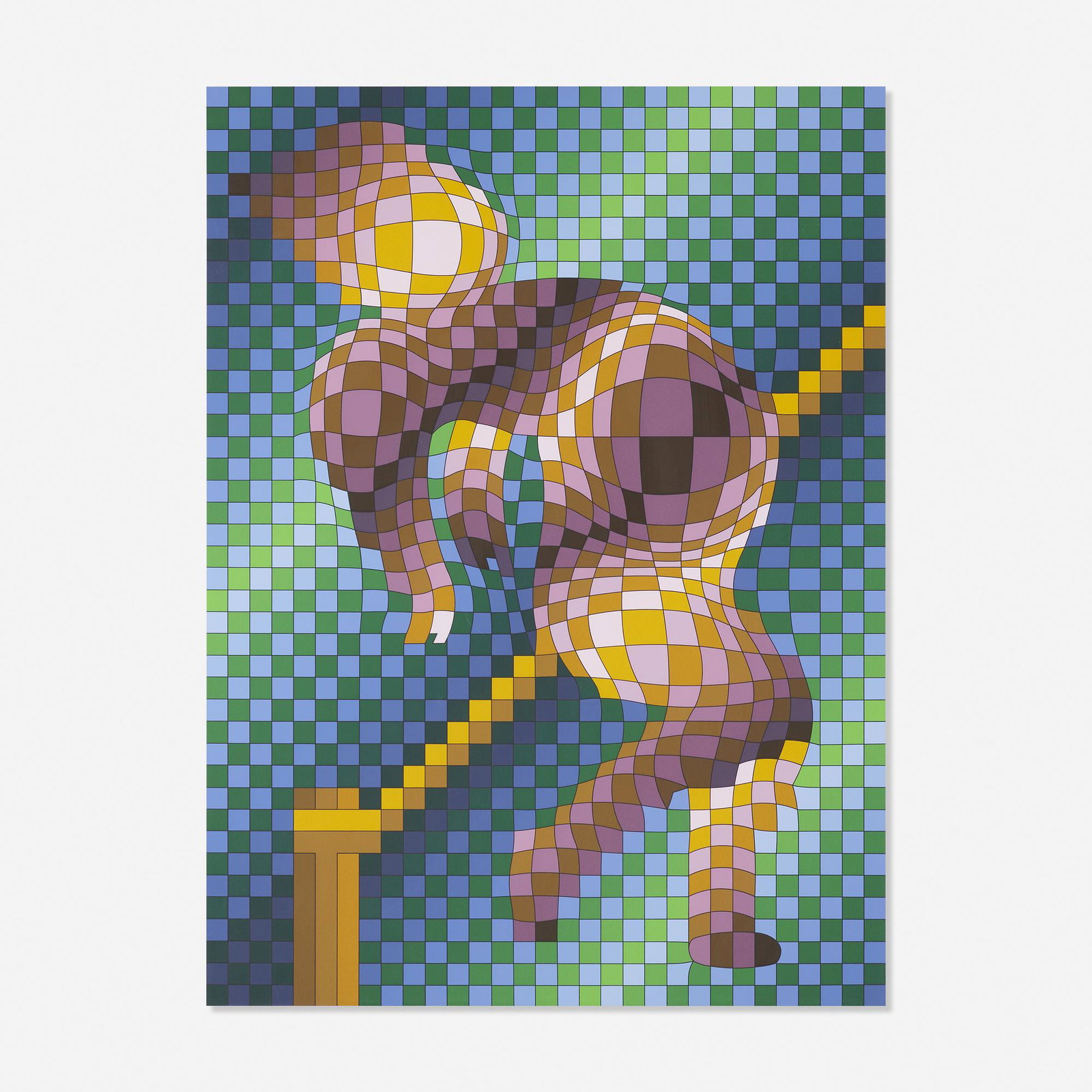 Victor Vasarely, Harlequin Sportif: Victor Vasarely Harlequin Sportif c. 1988 screenprint in colors 37.25 h × 27.75 w in (95 × 70 cm) Signed and numbered to lower margin '147/200 Vasarely'. This work is number 147 from th