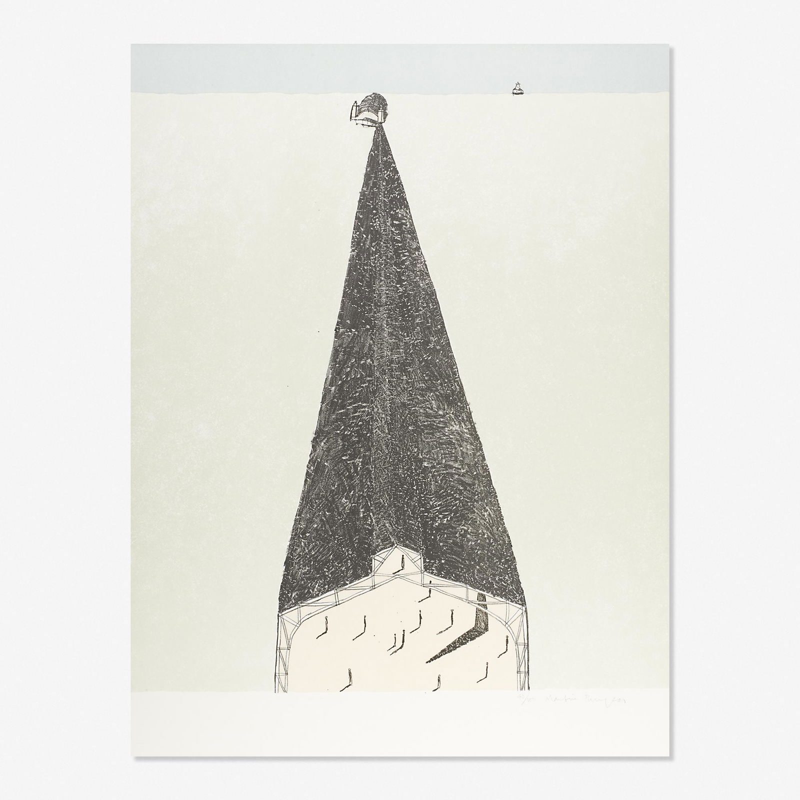 Martin Puryear, Mile of Sculpture: Martin Puryear Mile of Sculpture 1985lithograph in colors35.25 h × 27 w in (90 × 69 cm) Signed and numbered. This work is number 40 from the edition of 100 printed by Four Brothers Pr