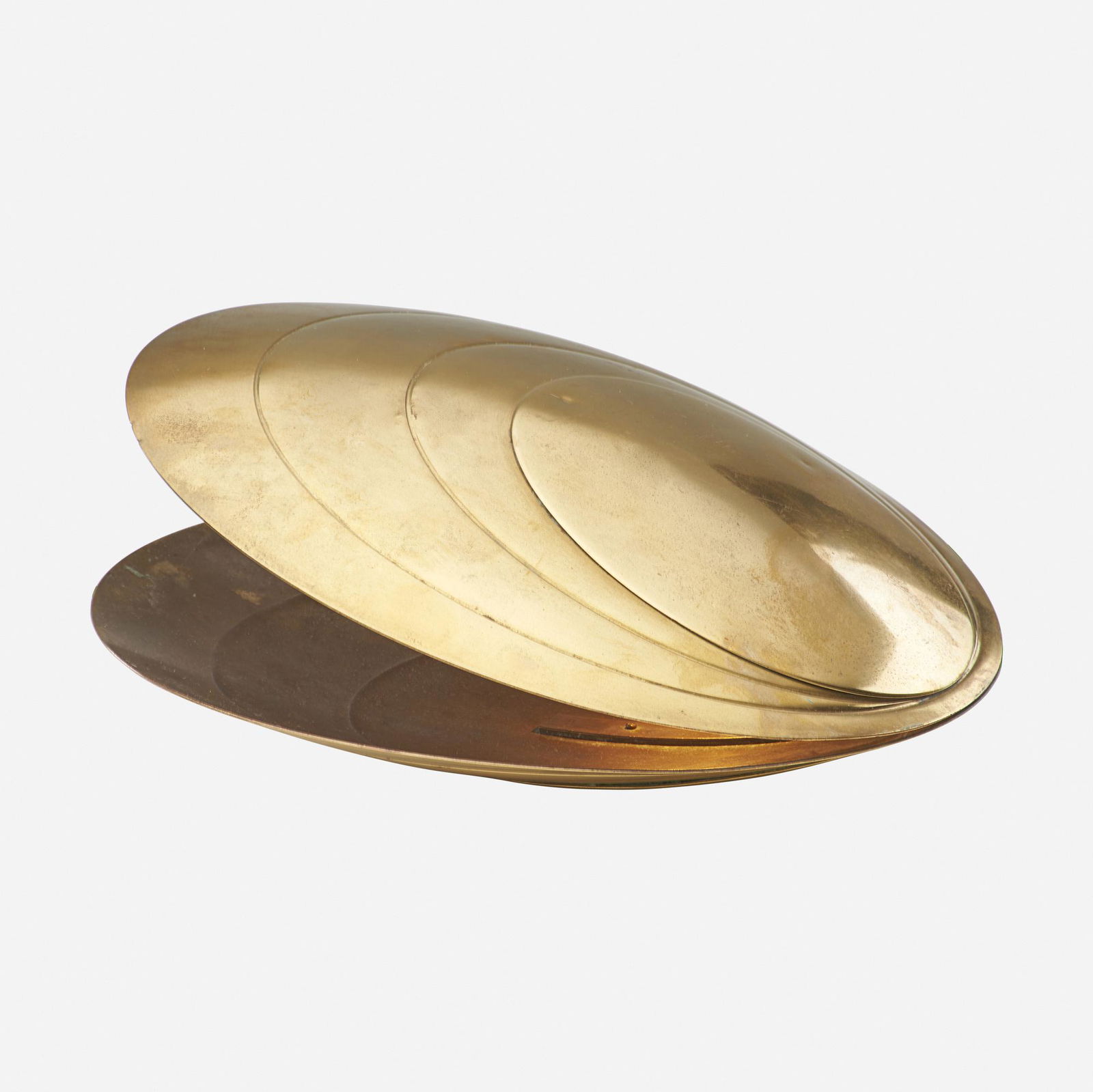 In the manner of Angelo Brotto, table lamp: In the manner of Angelo Brotto table lamp Italy, c. 1965patinated brass6 h × 13 dia in (15 × 33 cm)