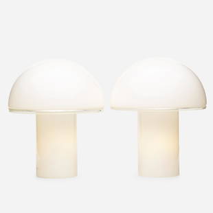 Luciano Vistosi, Onfale Medio table lamps, pair: Luciano Vistosi Onfale Medio table lamps, pair ArtemideItaly, 1978cased glass13.25 h × 11.25 dia in (34 × 29 cm) Decal manufacturer's label to underside of one example 'Artemide