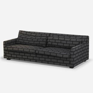 Richard Woods and Sebastian Wrong, sofa: Richard Woods and Sebastian Wrong Bricks and Mortar sofa Established & SonsGreat Britain, 2009upholstery27 h × 80 w × 38 d in (69 × 203 × 97 cm)