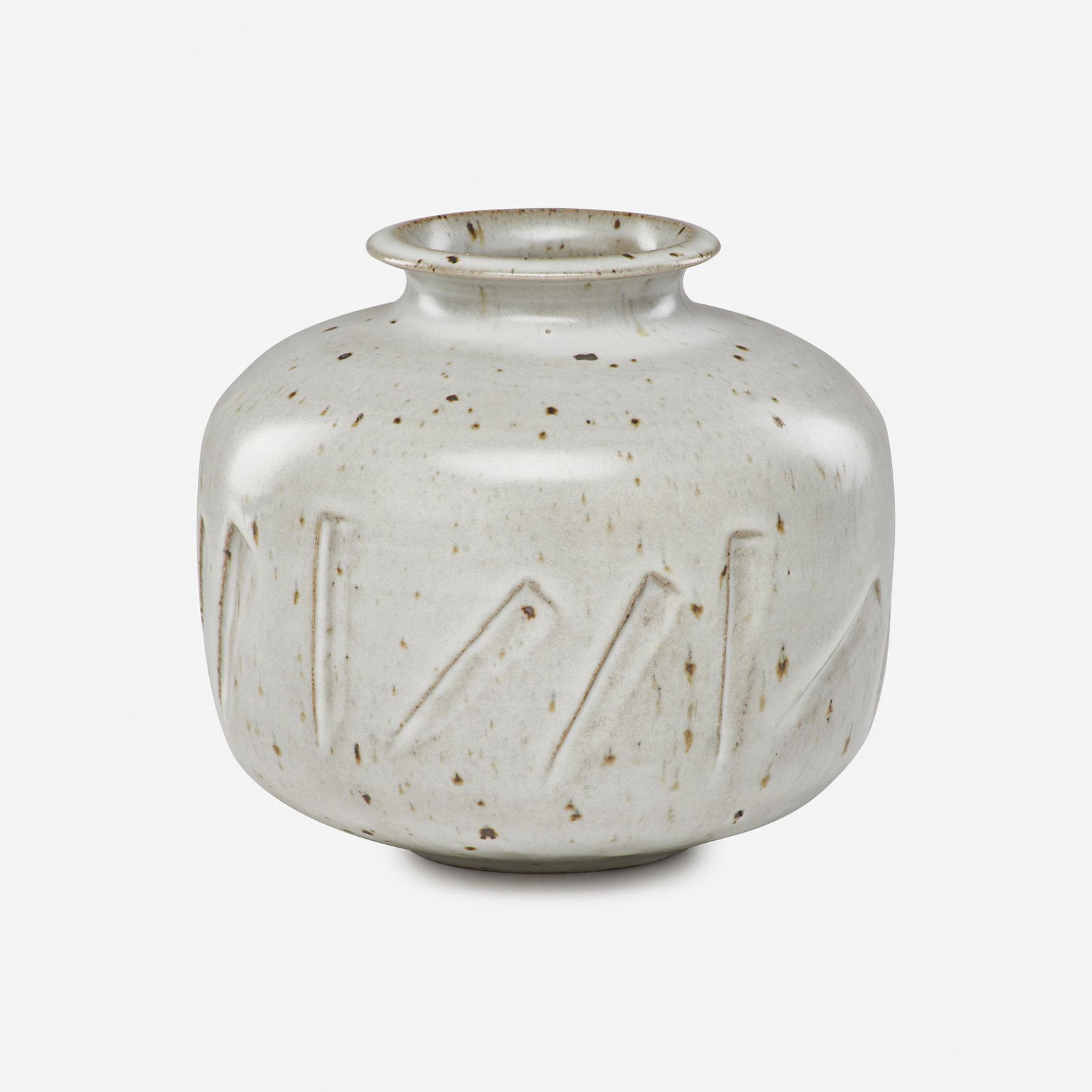 Robert Turner, vase: Robert Turner vase USA, c. 1965glazed stoneware6.75 h × 7.25 dia in (17 × 18 cm) Incised signature to underside 'Turner'.