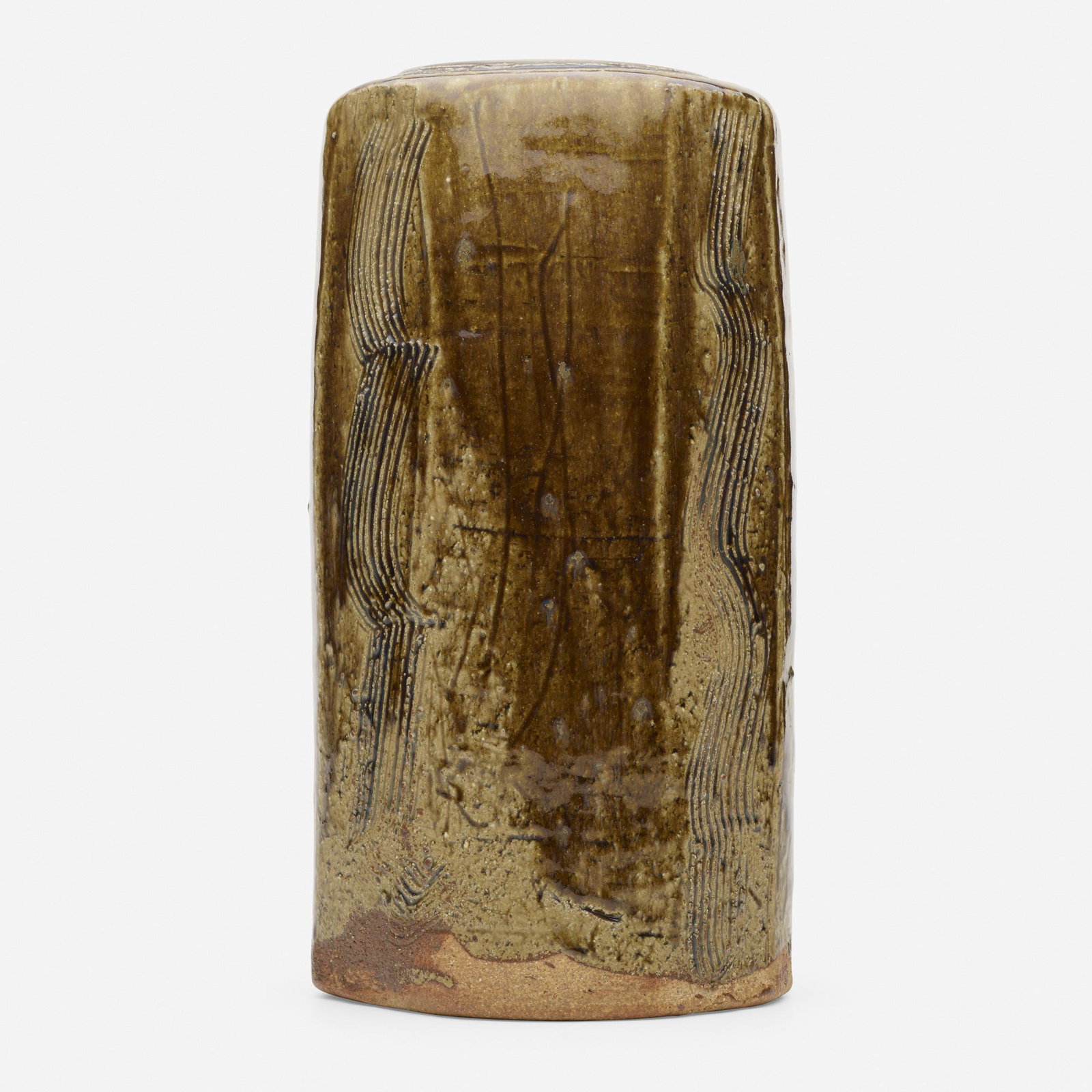 Bernard Leach, vase: Bernard Leach vase Leach PotteryUSA, c. 1950glazed stoneware9.5 h × 4.75 dia in (24 × 12 cm) Chop marks to base. please note: This work is located at, and wi