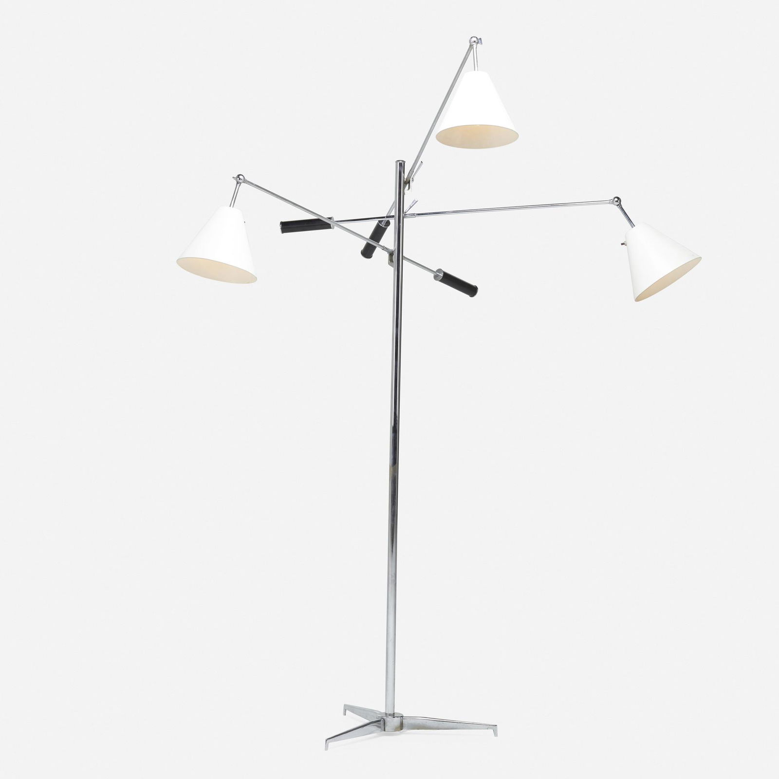 Arredoluce, Triennale floor lamp, model 12128: Arredoluce Triennale floor lamp, model 12128 Italy, 1947chrome-plated steel, enameled aluminum, enameled steel63 h × 45 w × 45 d in (160 × 114 × 114 cm) Impressed manufact