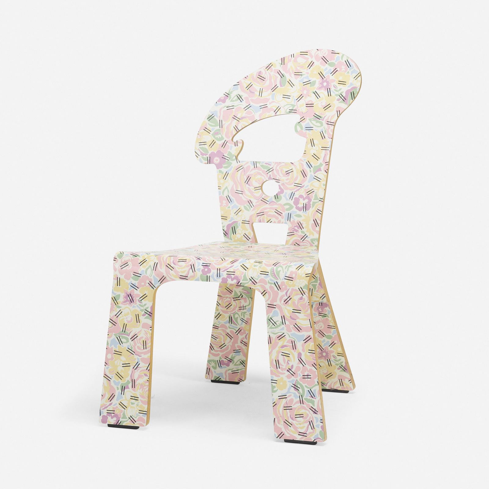 Robert Venturi with Denise Scott Brown, chair: Robert Venturi with Denise Scott Brown Art Nouveau chair Knoll InternationalUSA, c. 1978-1984laminate over plywood38.5 h × 21 w × 21 d in (98 × 53 × 53 cm) This chai