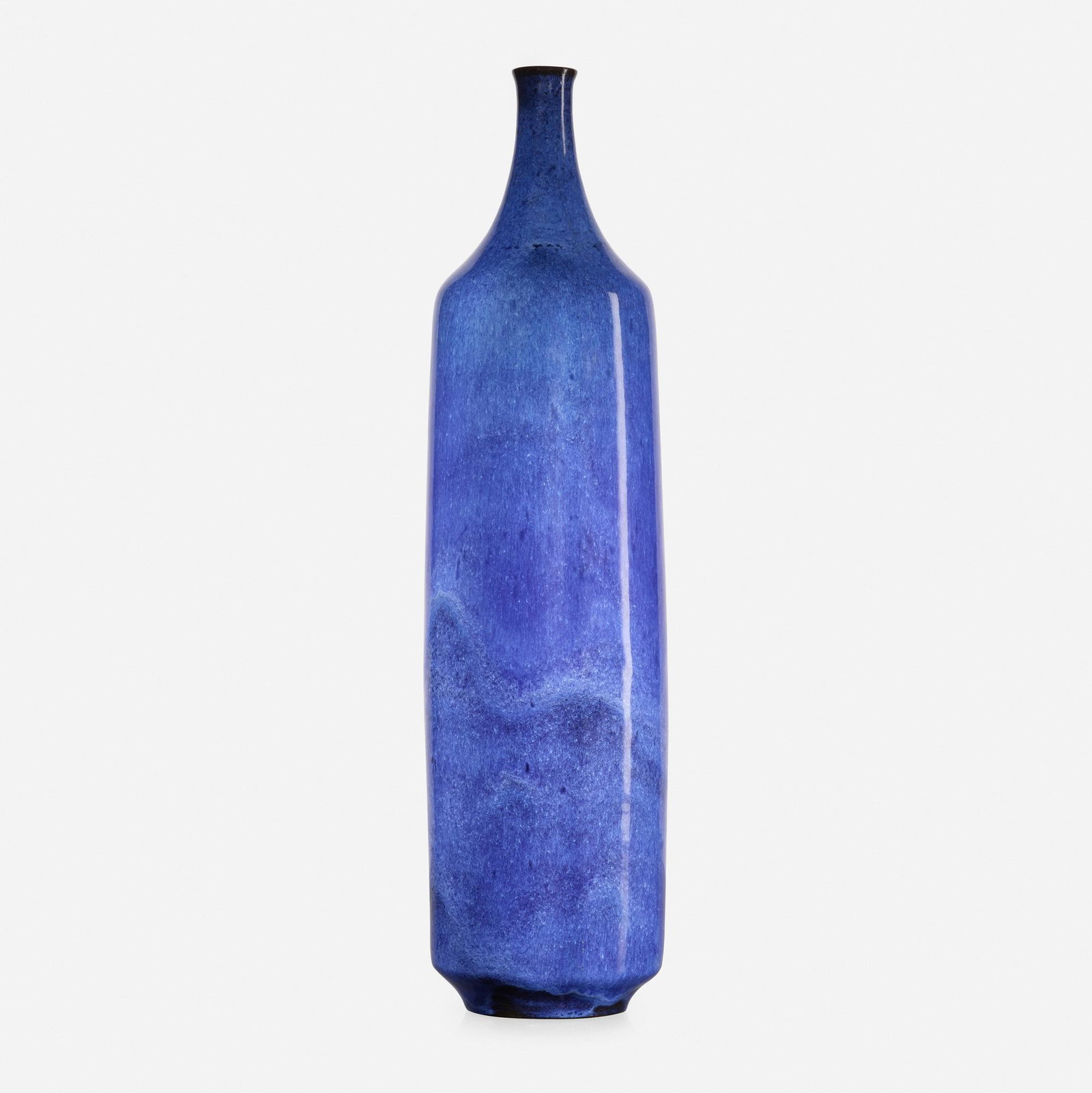 Gertrud and Otto Natzler, vase: Gertrud and Otto Natzler vase USA, 1962 lapis blue glazed earthenware 14.5 h × 3.5 dia in (37 × 9 cm) Slip signature to underside 'Natzler'. Paper studio label to underside 'M256'. <