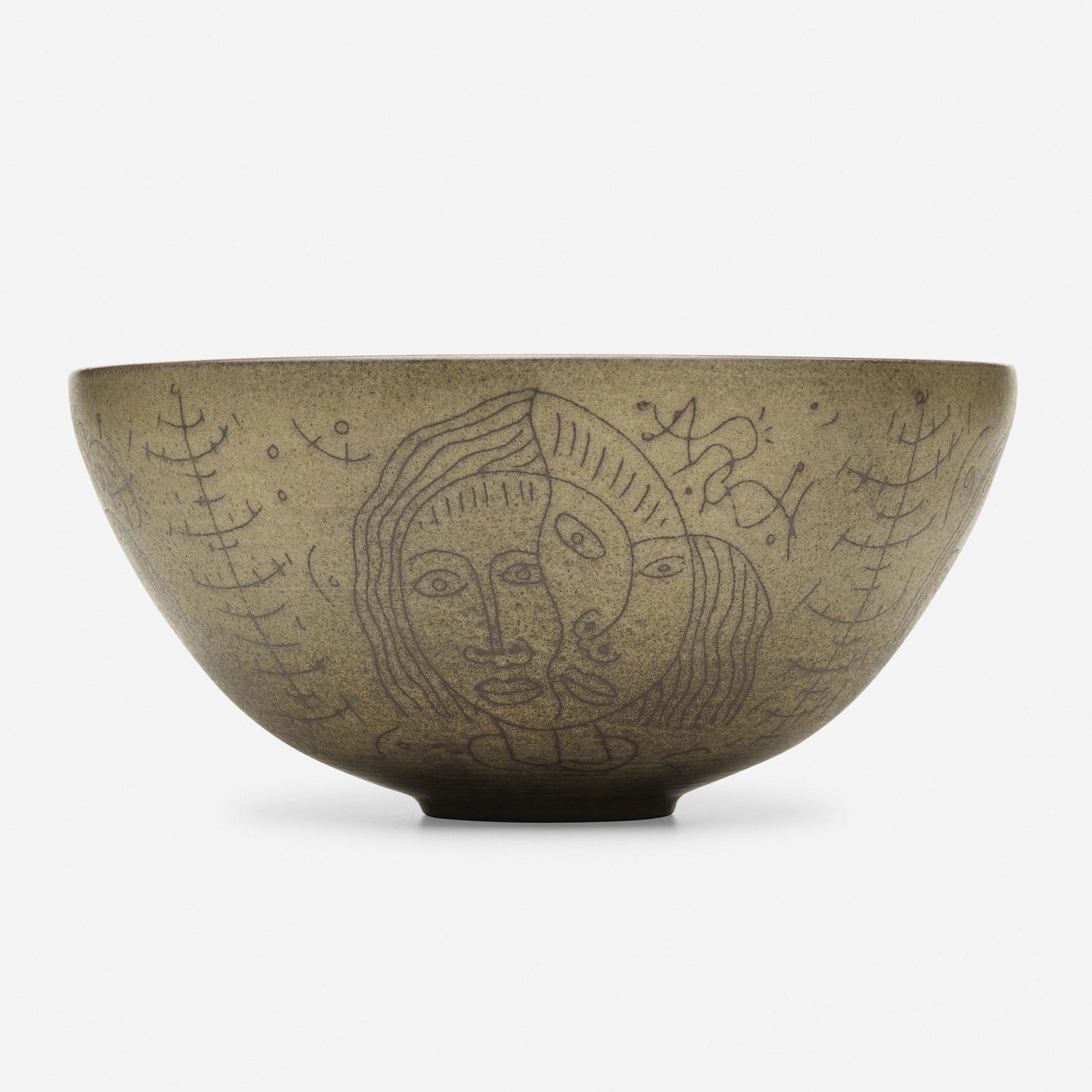 Edwin and Mary Scheier, Early and Large bowl: Edwin and Mary Scheier Early and Large bowl USA, c. 1955glazed stoneware5.5 h × 11.25 dia in (14 × 29 cm) Incised signature to underside 'Scheier'. Provenance: