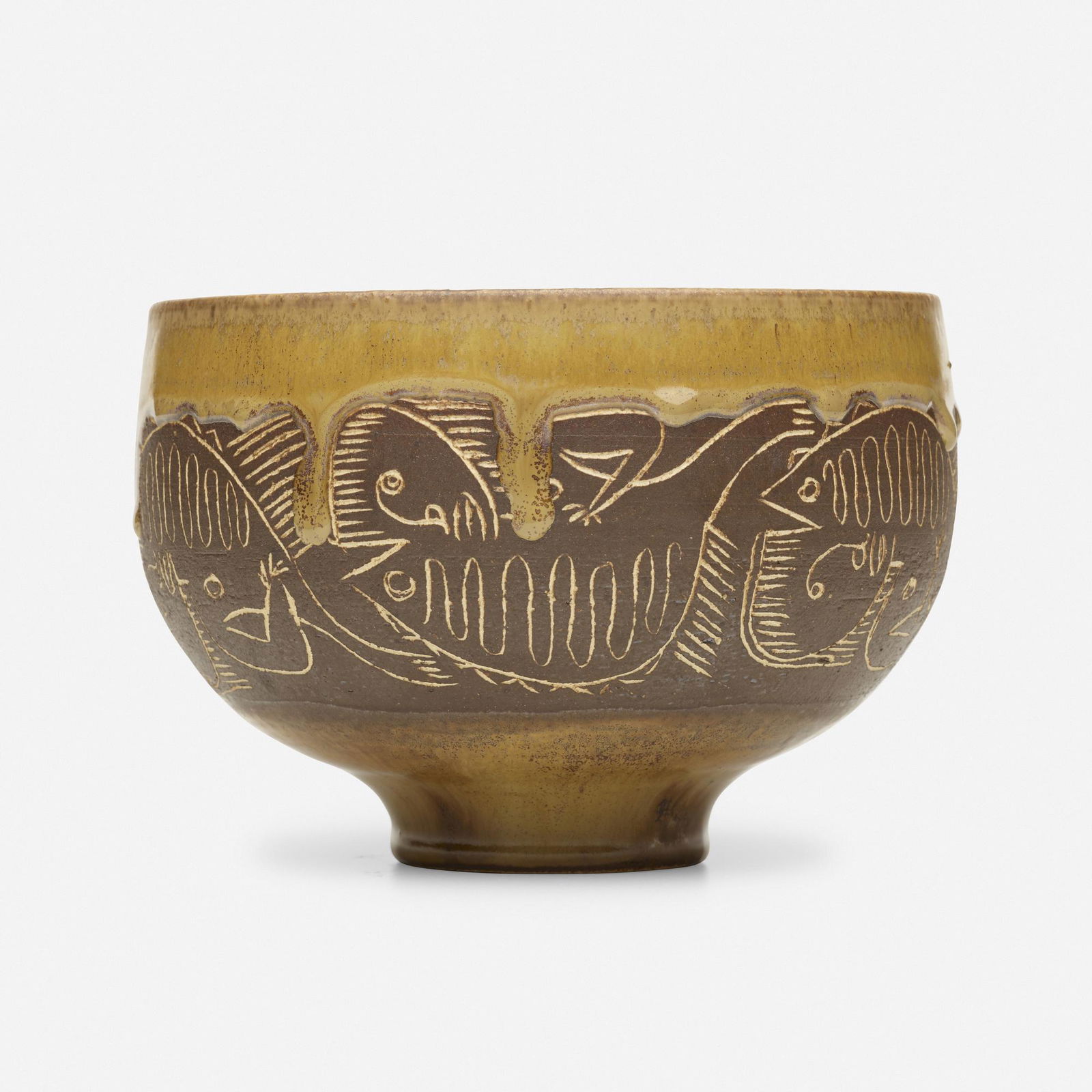 Edwin and Mary Scheier, Early vessel: Edwin and Mary Scheier Early vessel USA, c. 1955glazed stoneware4.25 h × 6.25 dia in (11 × 16 cm) Incised signature to underside 'Scheier'. please note: This work