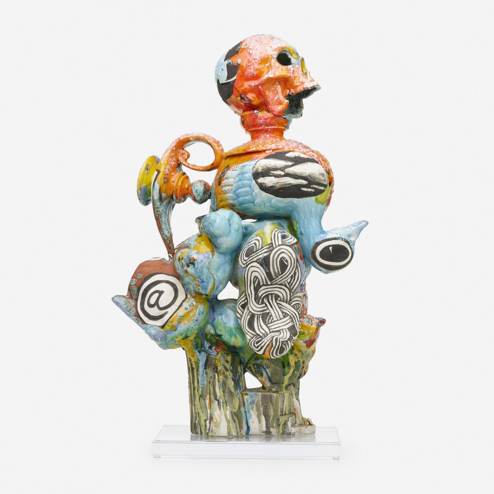 Michael Lucero, Untitled from the Wonderland series: Michael Lucero Untitled from the Wonderland series USA, 2007-08glazed and hand-painted earthenware26 h × 17.5 w × 11 d in (66 × 44 × 28 cm) Glazed signature and date to body 'Michael Lucero 2007-