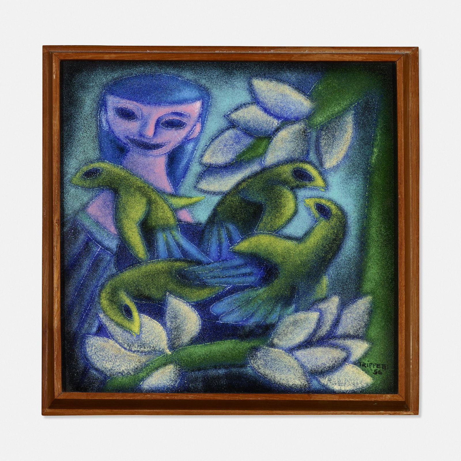 Joseph Trippetti, Untitled: Joseph Trippetti Untitled USA, 1956enameled steel11.75 h × 11.75 w in (30 × 30 cm) Enameled signature and date to lower right 'Trippetti 56'. Provenance: Colle