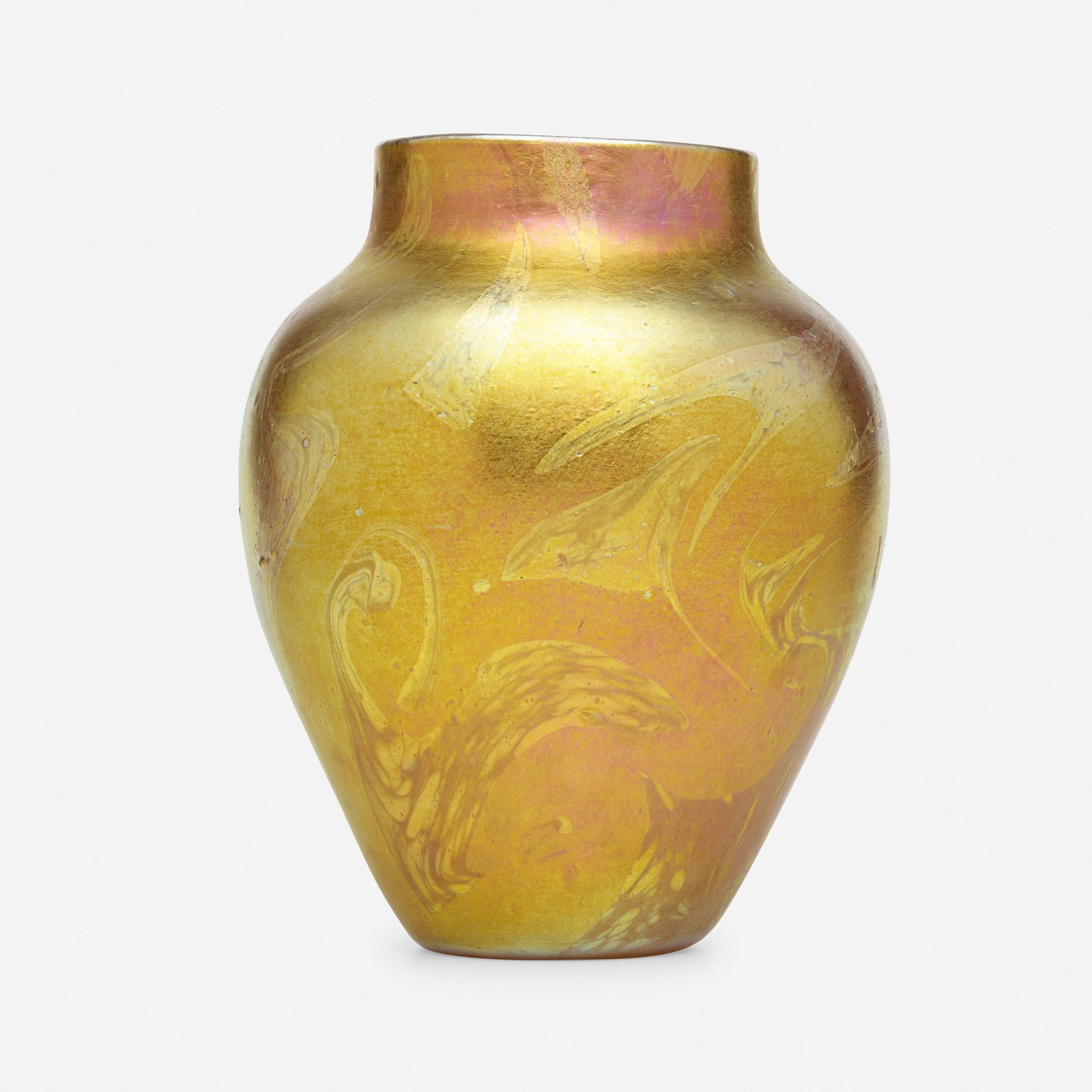 Tiffany Studios, vase: Tiffany Studios vase USA, c. 1897 hand-blown Favrile glass 6.5 h × 4.75 dia in (17 × 12 cm) Robert Hartshorne was a well-known collector of Impressionist art and a friend of Childe Hass