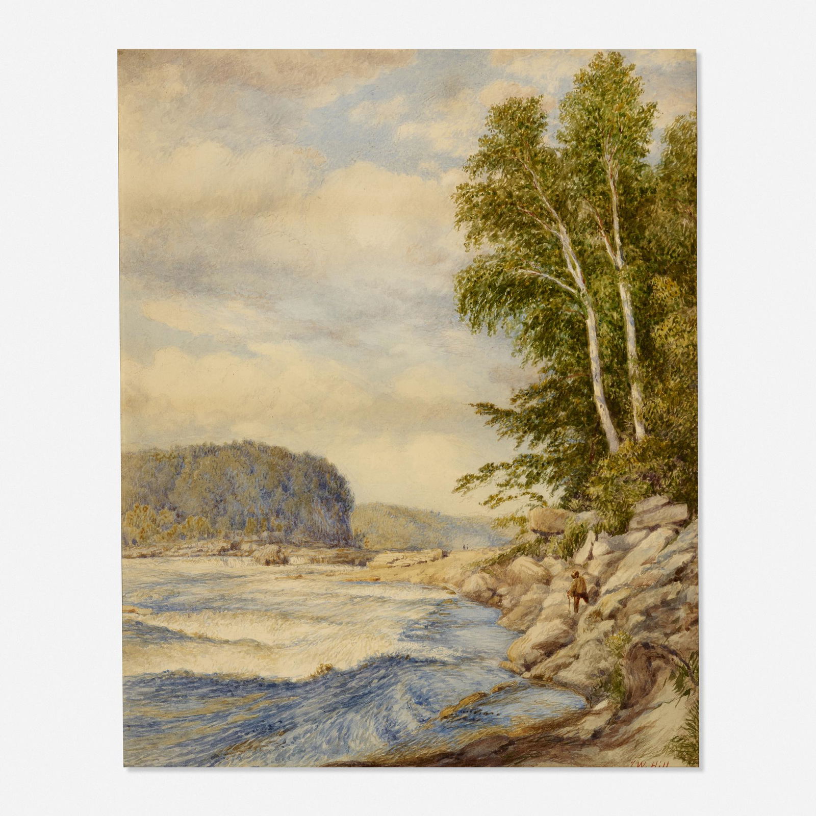 John William Hill, White Water: John William Hill White Water 1873watercolor on paper12.5 h × 9.75 w in (32 × 25 cm) Signed and dated to lower right 'JW Hill 1873'. Provenance: Sotheby's,