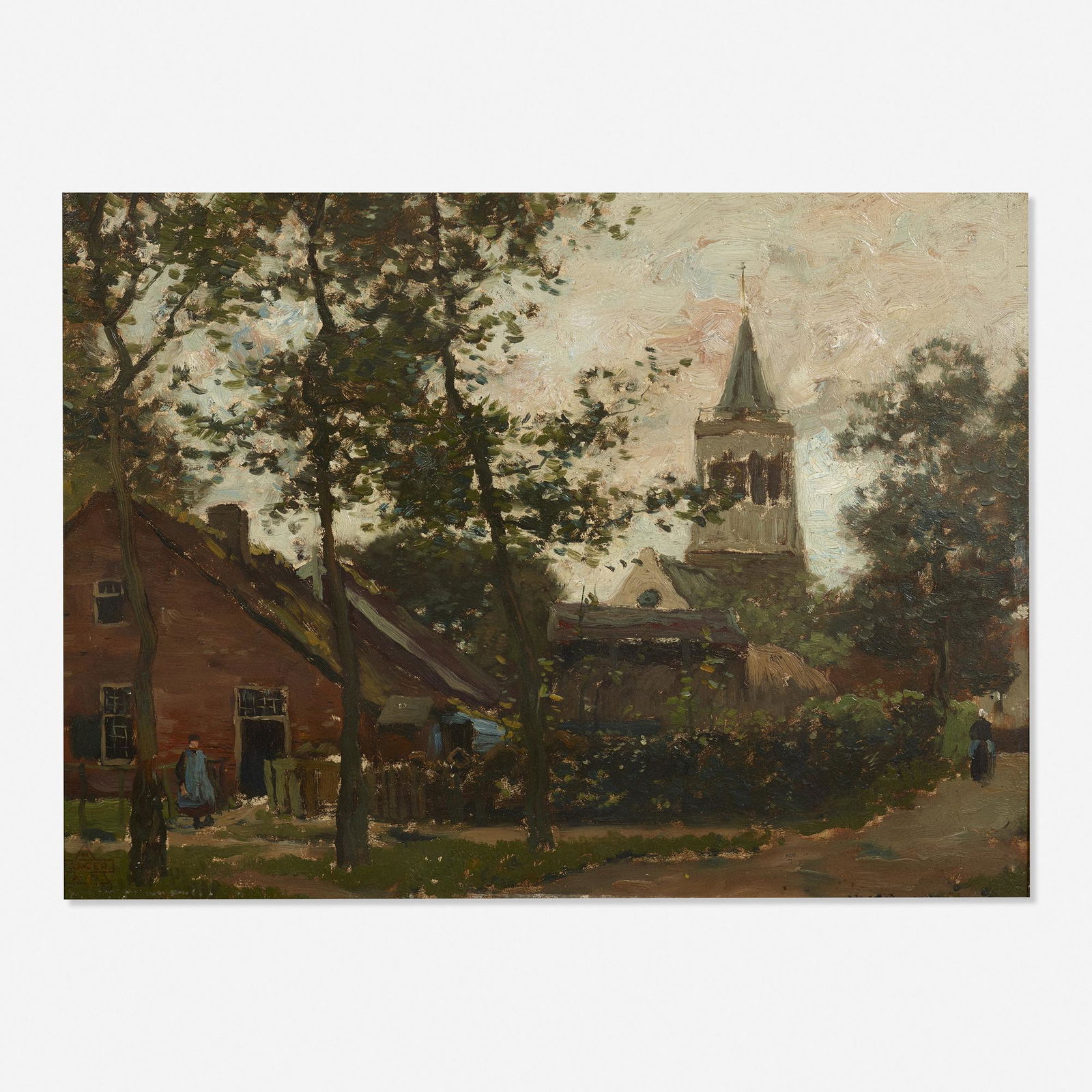 Henry Ward Ranger, Landscape with a Church: Henry Ward Ranger Landscape with a Church c. 1887oil on canvas15 h × 19 w in (38 × 48 cm) Signed to lower right 'HW Ranger'. Provenance: Knoke Galleries, Atlan