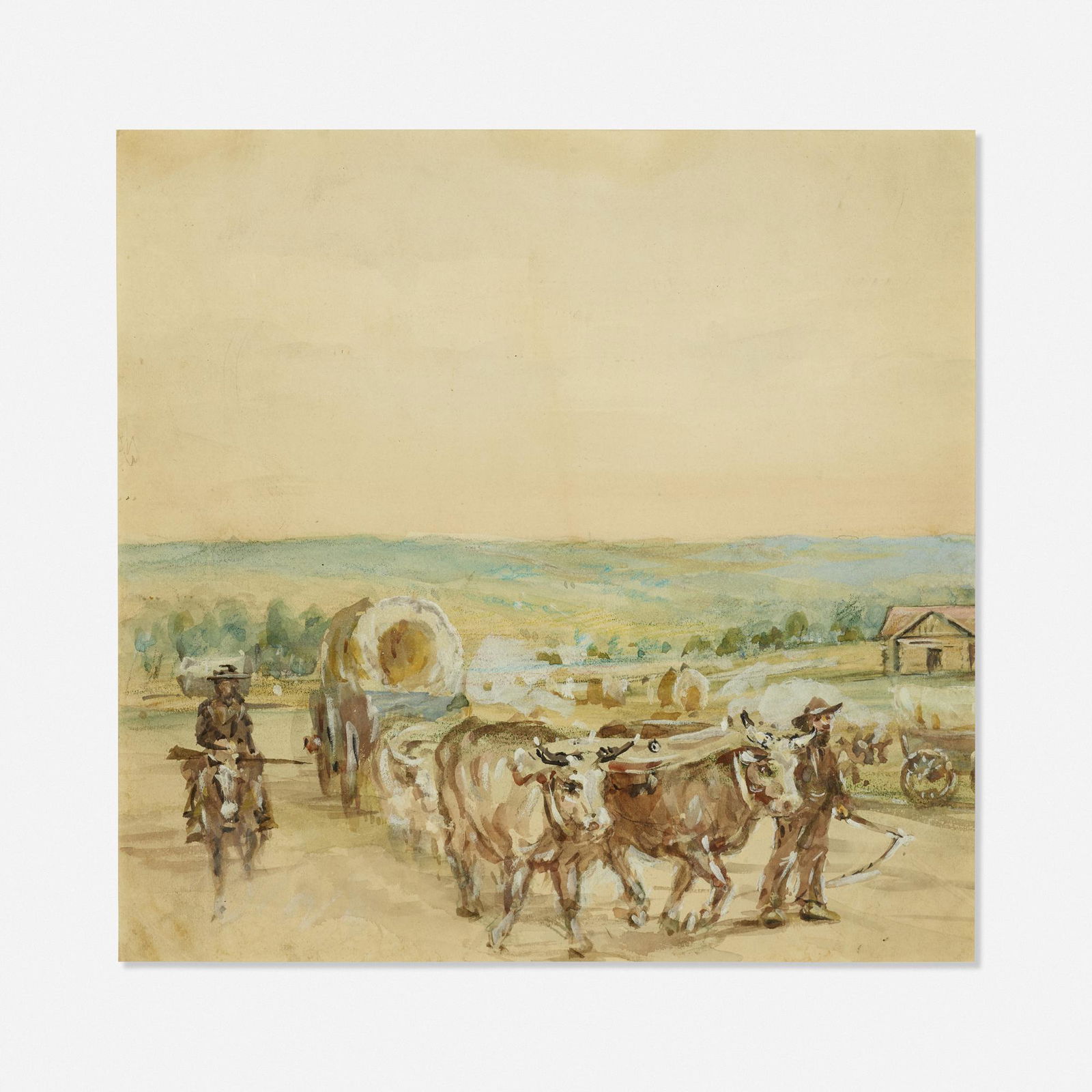Peter Moran, Cattle Drive: Peter Moran Cattle Drive watercolor and gouache on paper10 h × 10 w in (25 × 25 cm)