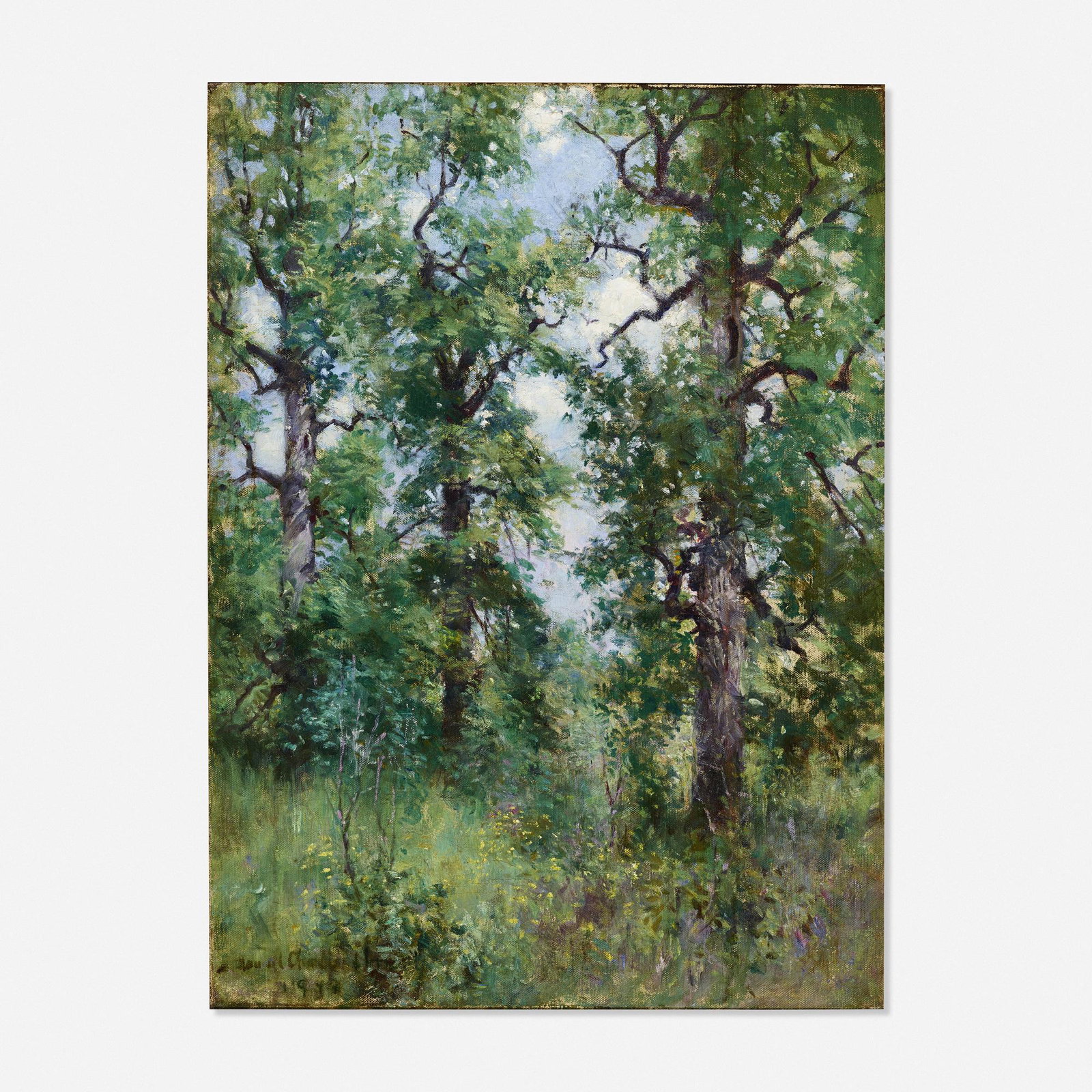 Howard Chandler Christy, Wooded Grove: Howard Chandler Christy Wooded Grove 1948 oil on canvas 40 h × 30.5 w in (102 × 77 cm) Signed and dated to lower left 'Howard Chandler Christy 1948'. Provenance: