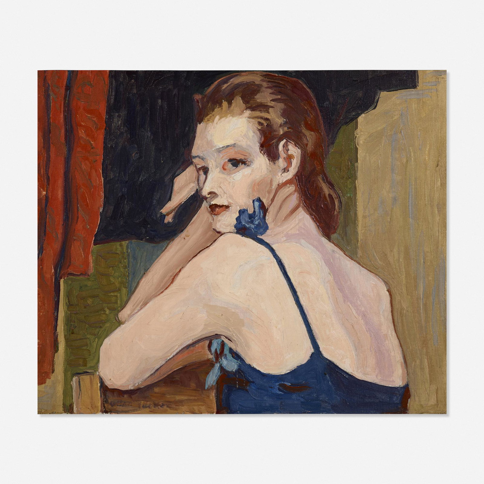 Allen Tucker, Woman in a Gown: Allen Tucker Woman in a Gown c. 1930 oil on canvas 20 h × 24 w in (51 × 61 cm) Signed to lower left 'Allen Tucker'. Provenance: Treadway Galleries, 3 March 2002,
