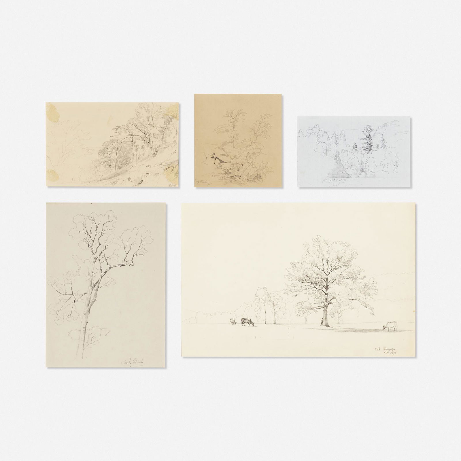 David Johnson, five works: David Johnson five works 1851, 1862, 1876graphite on paper11.5 h × 17.75 w in (29 × 45 cm) Signed to one work. Titled to each and dated to three.