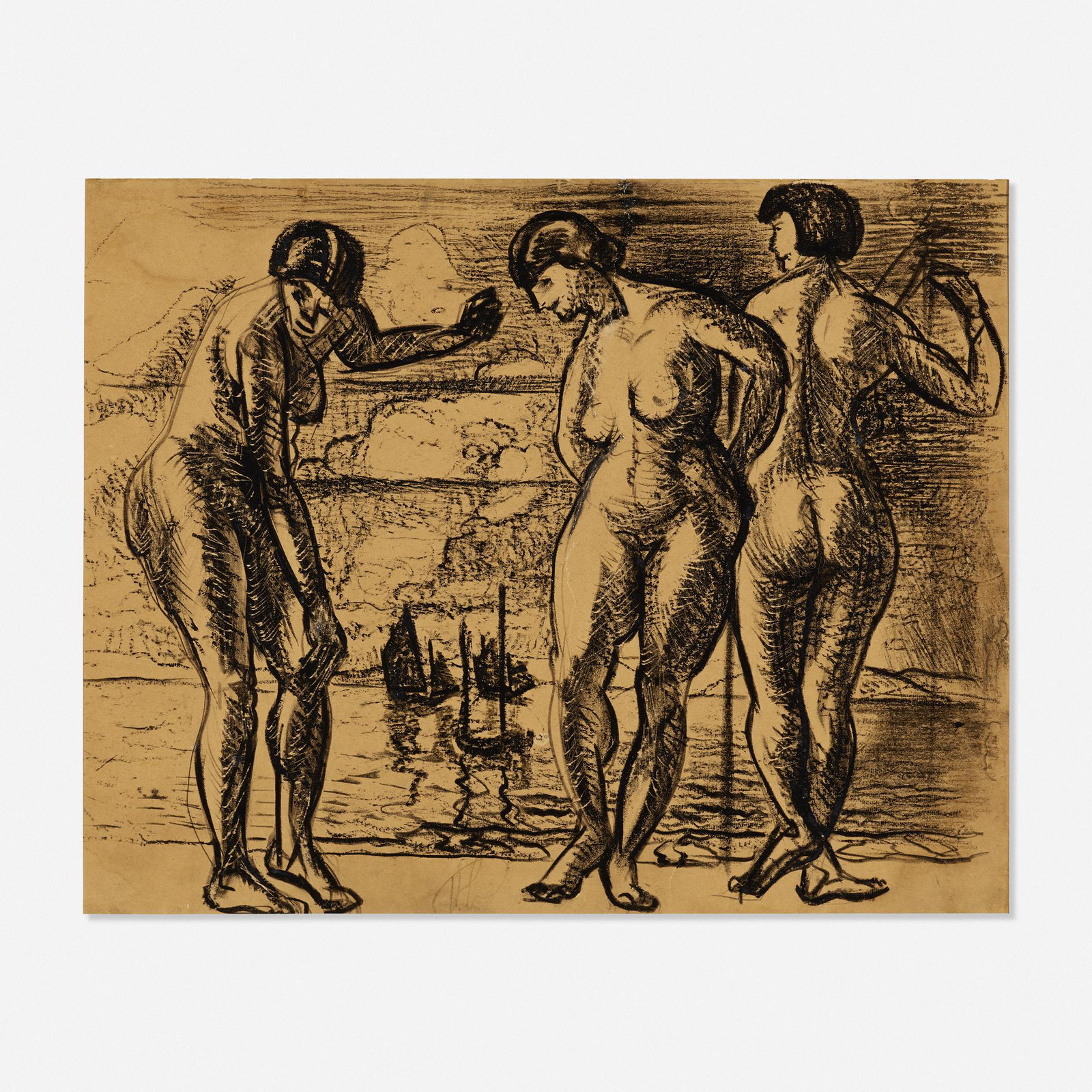 Richard Hayley Lever, Three Graces: Richard Hayley Lever Three Graces 1933 Lithographic crayon 14.75 h × 18.5 w in (37 × 47 cm) Signed to lower center 'R Hayley Lever'. Titled and dated to verso 'Three Graces 1933'.