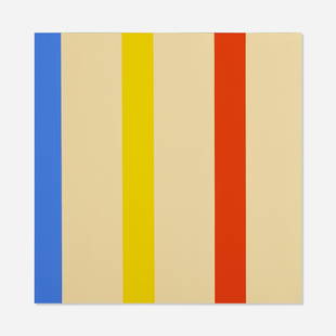Oli Sihvonen, 3 x 3 Blue, Yellow, Red: Oli Sihvonen 3 x 3 Blue, Yellow, Red 1977oil on canvas24 h × 24 w in (61 × 61 cm) Signed and titled to verso 'Oli Sihvonen 3 x 3 Blue, Yellow, Red'. Estate stamp to stretcher.