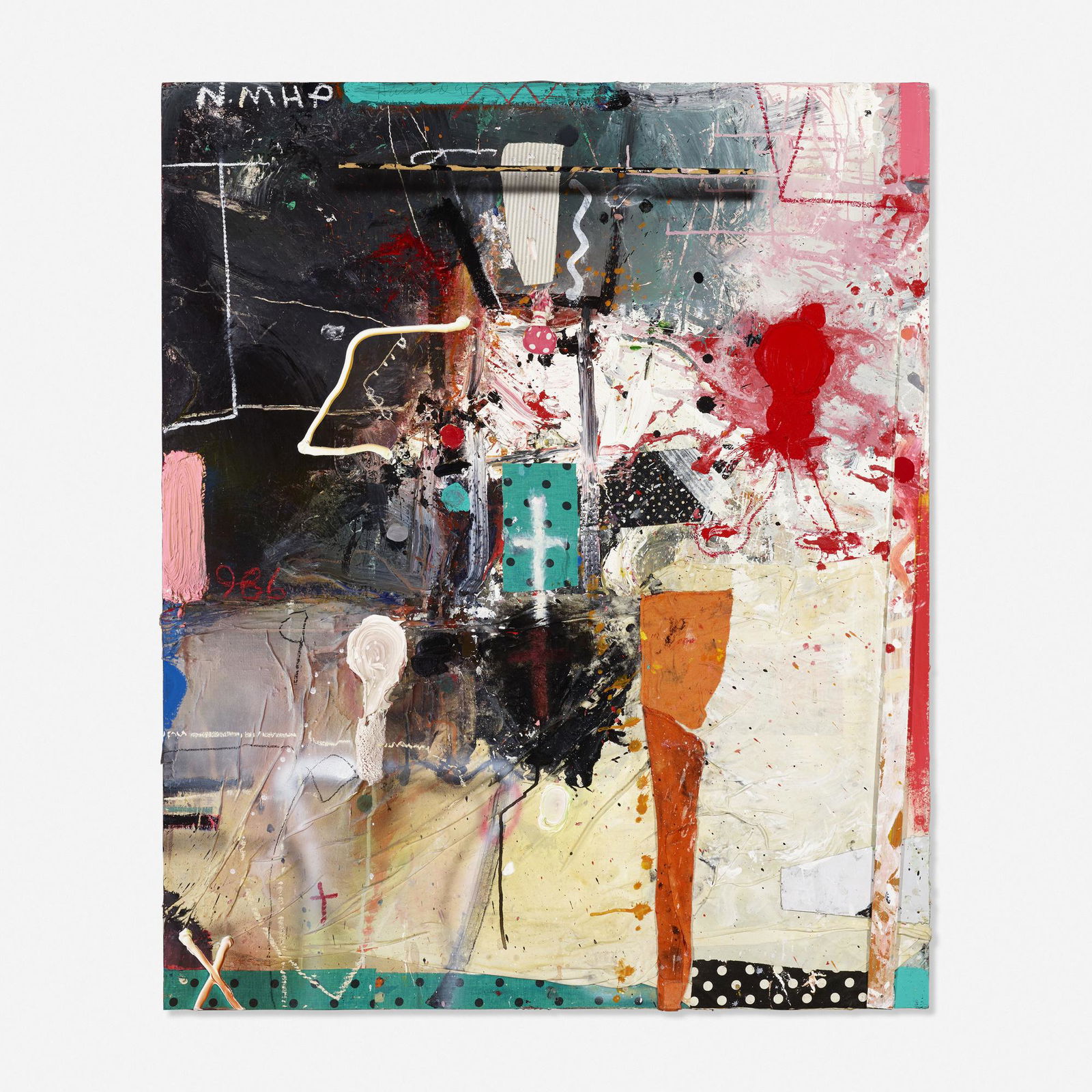 James Havard, New Mexico History Page (239A): James Havard New Mexico History Page (239A) 1991acrylic and mixed media on carboard mounted on wood48 h × 40 w in (122 × 102 cm) Signed, titled and dated to upper left 'N.MHP Havard 9