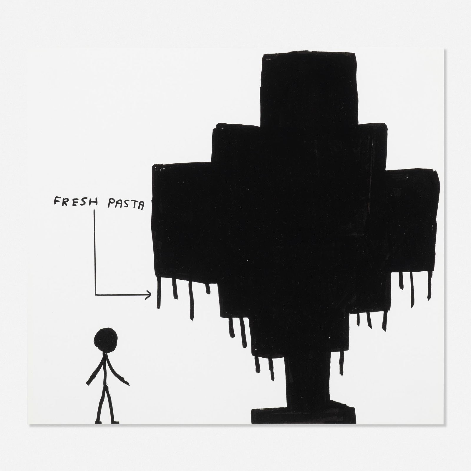David Shrigley, Untitled (Fresh Pasta): David Shrigley Untitled (Fresh Pasta) 2002marker on paper15.375 h × 17 w in (39 × 43 cm) Signed and numbered to verso 'DS 2002'. Provenance: Collection of Josh