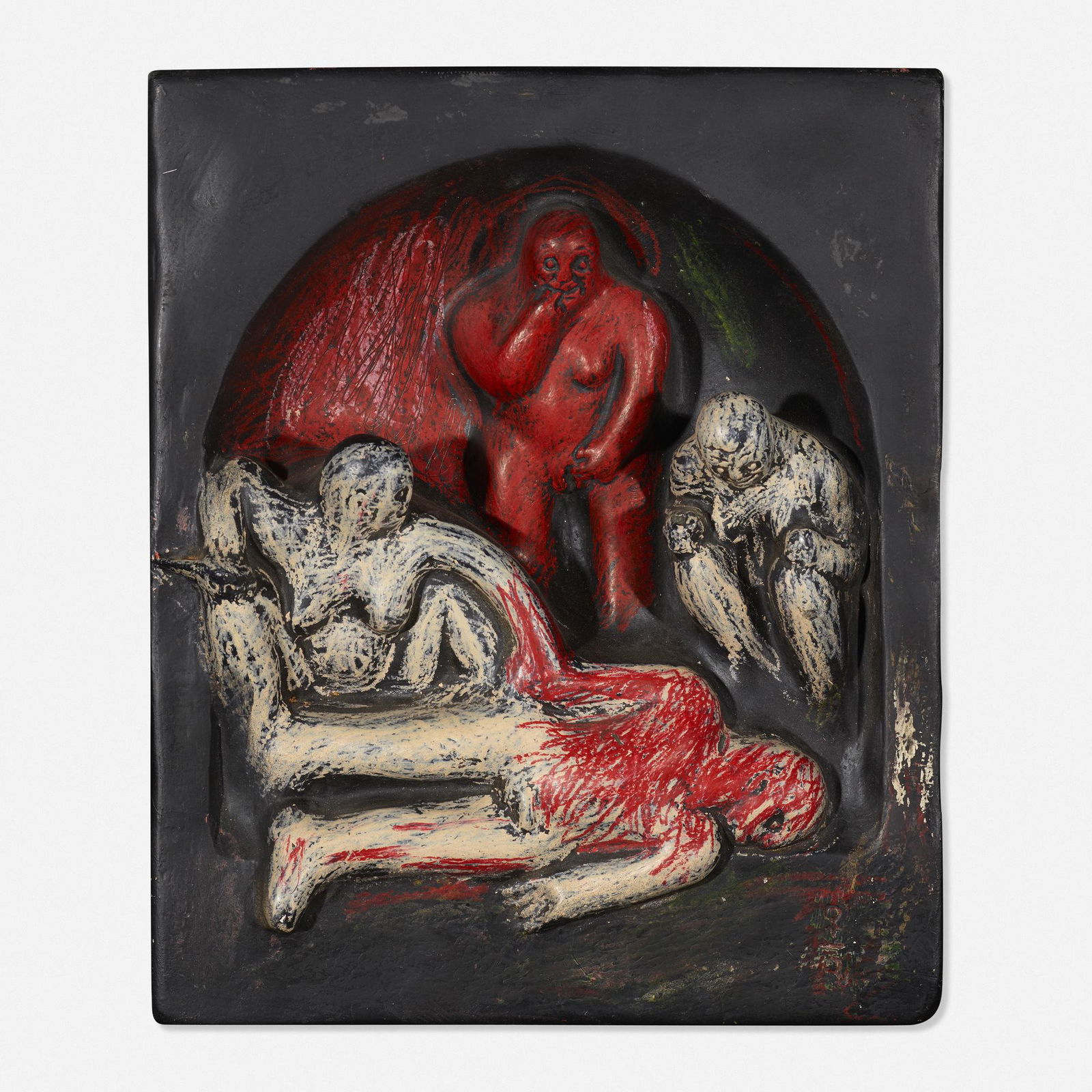 Tom Otterness, Female Victory: Tom Otterness Female Victory 1981acrylic, crayon, plaster13.25 h × 11 w × 3.5 d in (34 × 28 × 9 cm) Signed, dated and numbered to verso 'Otterness 1/3 1981'. This work is