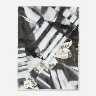 Karl Haendel, I Voted (2008) with spray #1: Karl Haendel I Voted (2008) with spray #1 2008charcoal, graphite and spray paint on paper30 h × 22 w in (76 × 56 cm) Signed, titled and dated to verso 'I Voted (2008) with spray #1, 0