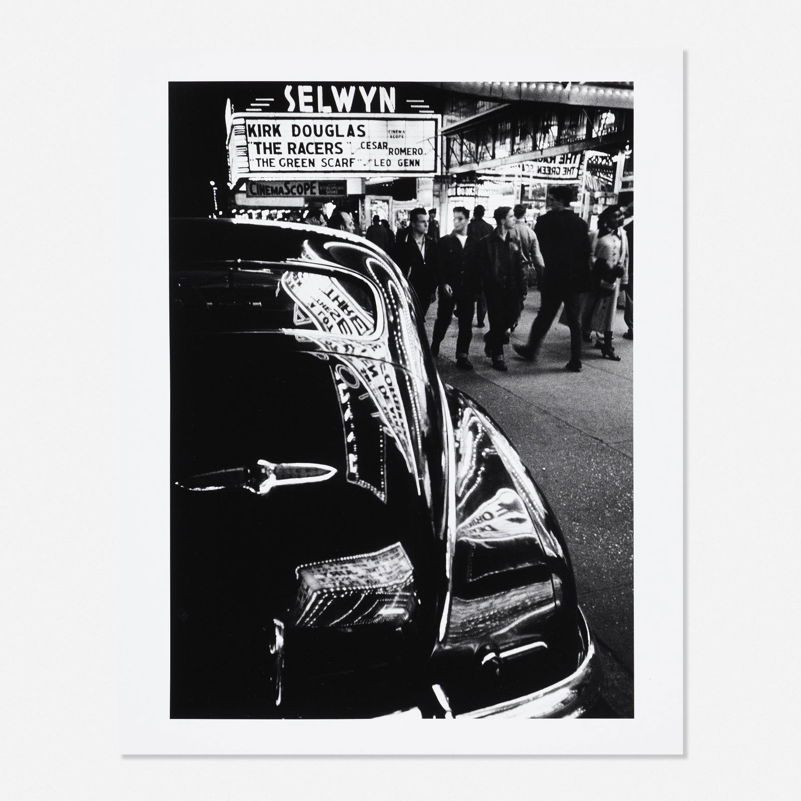 William Klein, Selwynn, 42nd street, New York: William Klein Selwynn, 42nd street, New York 1955gelatin silver print19.75 h × 15.875 w in (50 × 40 cm) Signed, titled, dated and inscribed to verso 'Selwynn, 42nd street, New York 1955 William K