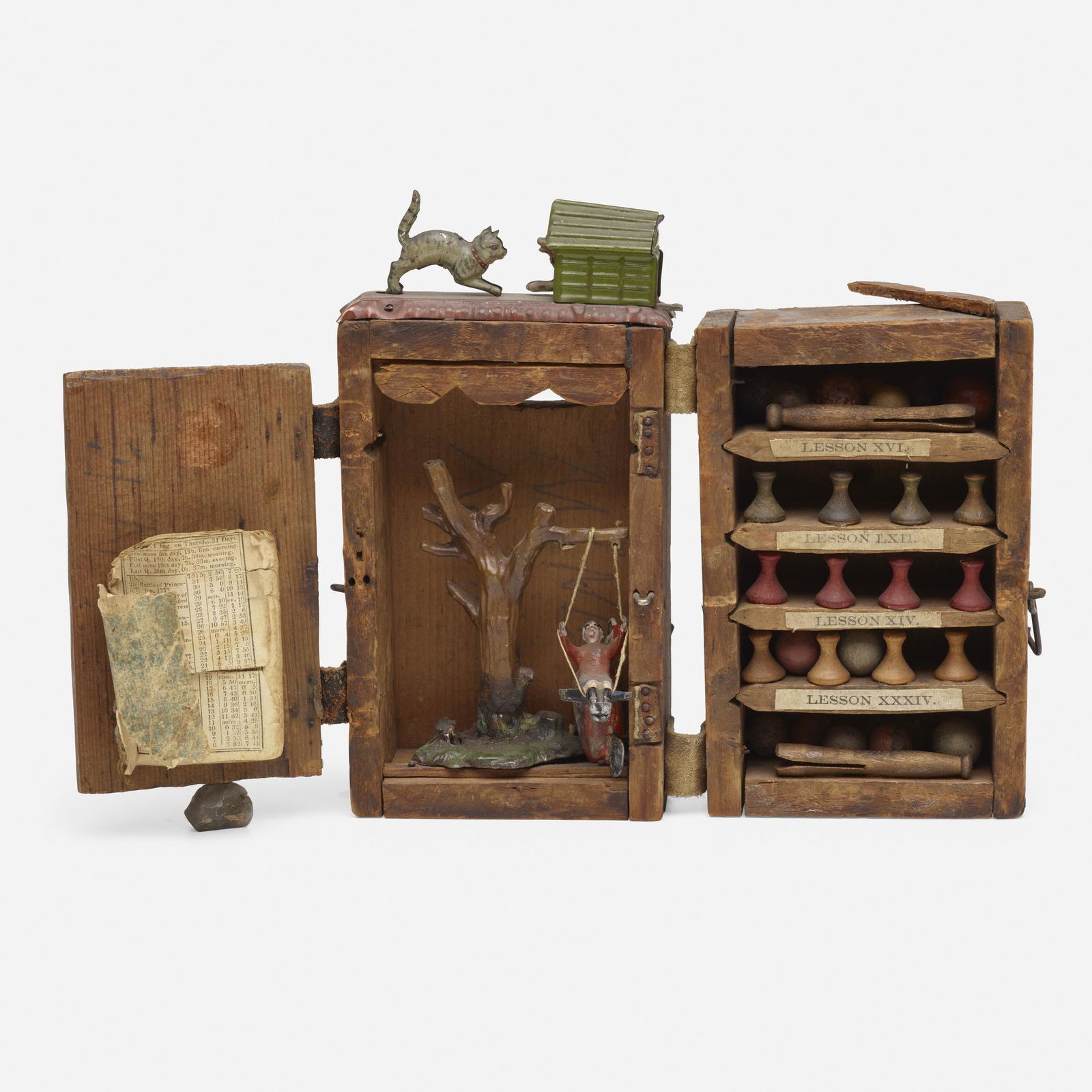Barry Cohen, Lessons 1829: Barry Cohen Lessons 1829 c. 1974mixed media box construction8.25 h × 8.25 w × 5.5 d in (21 × 21 × 14 cm) Provenance: Acquired directly from the artist | A