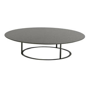 LAURA GRIZIOTTI / ARFLEX Uvi coffee table: LAURA GRIZIOTTI / ARFLEX Uvi coffee table with circular granite top over bronze base, 1981. 11 3/4'' x 49'' dia.