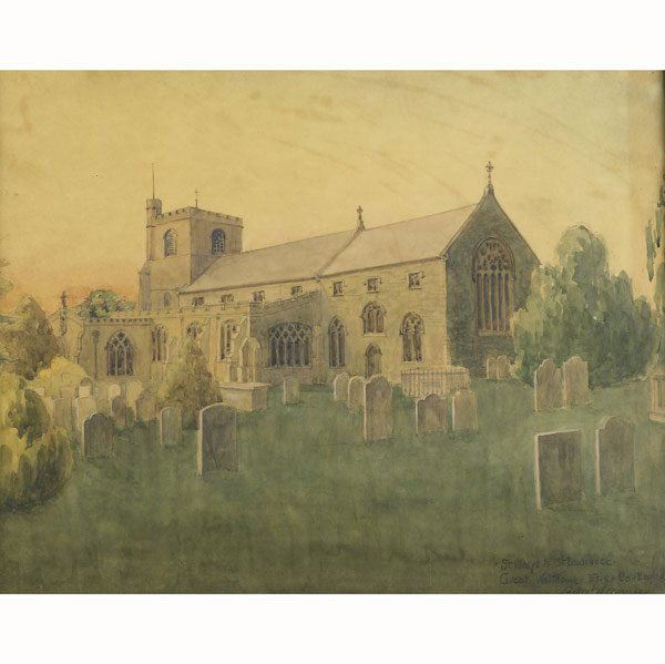 LAMONT WARNER Three watercolors: LAMONT A. WARNER (American ) Three watercolor and gouache paintings: ''St. Marys & St. Lawrence, Great Waltham, Essex Co., England,'' signed and titled, 16'' x 20''; untitled, 1933, signed and dated,