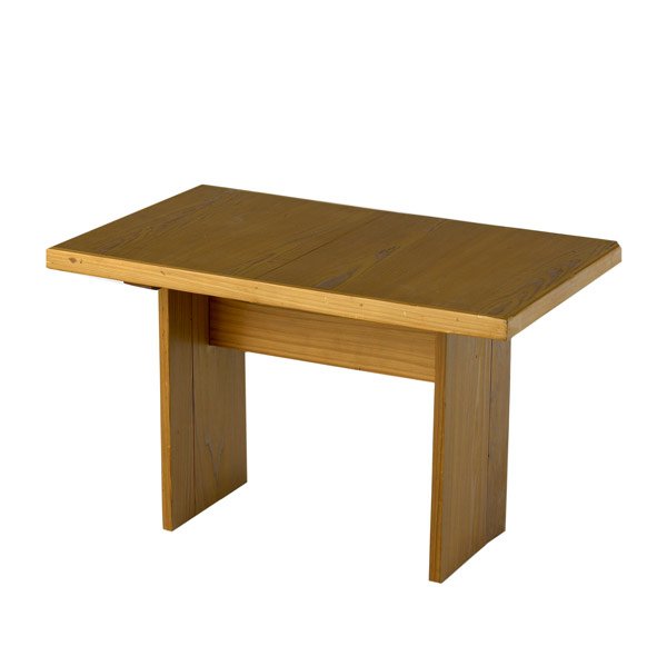 FRANK LLOYD WRIGHT: FRANK LLOYD WRIGHT Pagoda-shaped Douglas fir side table. 18 3/4'' x 29 3/4'' x 18 1/2''