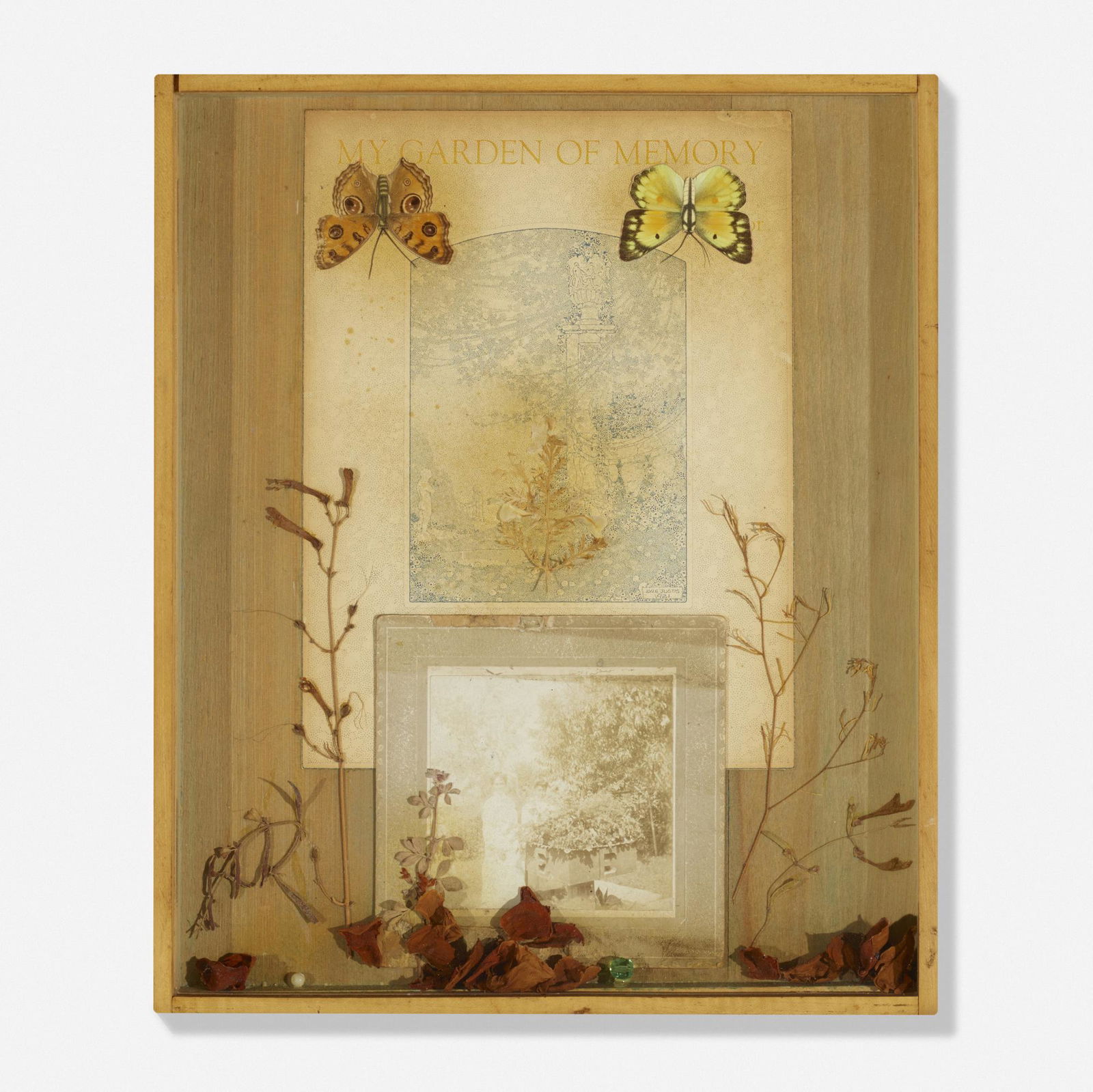 Betye Saar, Grandma's Garden: Betye Saar Grandma's Garden 1972mixed media assemblage in artist's frame13.5 h × 11 w × 1.25 d in (34 × 28 × 3 cm) Signed, titled and dated to verso 'Grandma's Garden 1972