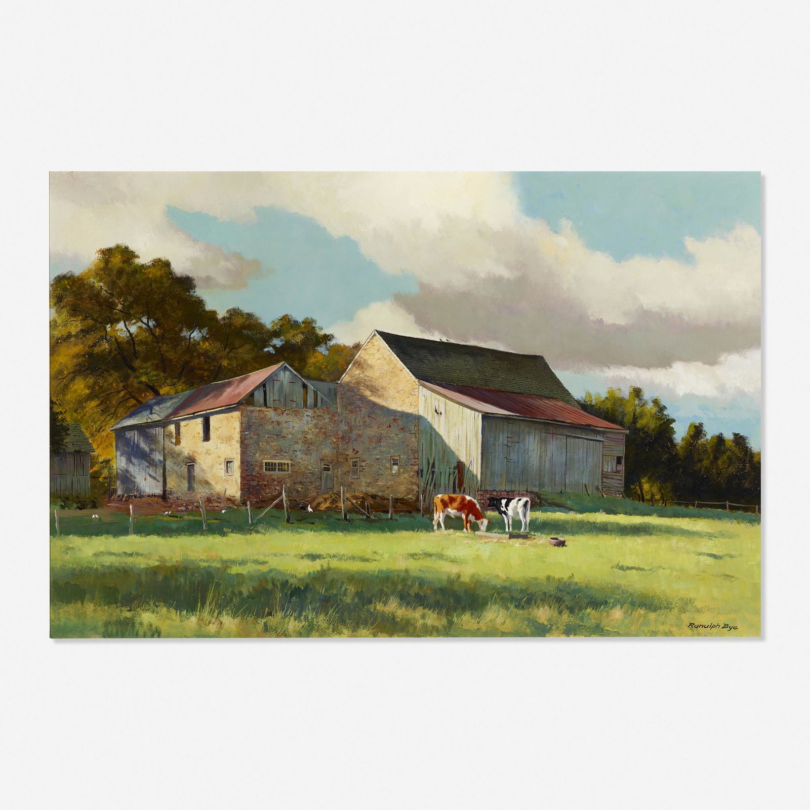 Ranulph Bye, From the Meadow: Ranulph Bye From the Meadow 1968oil on board26.25 h × 40 w in (67 × 102 cm) Signed to lower right 'Ranulph Bye'. Titled and dated to verso 'From the Meadow Sept. 1968'.