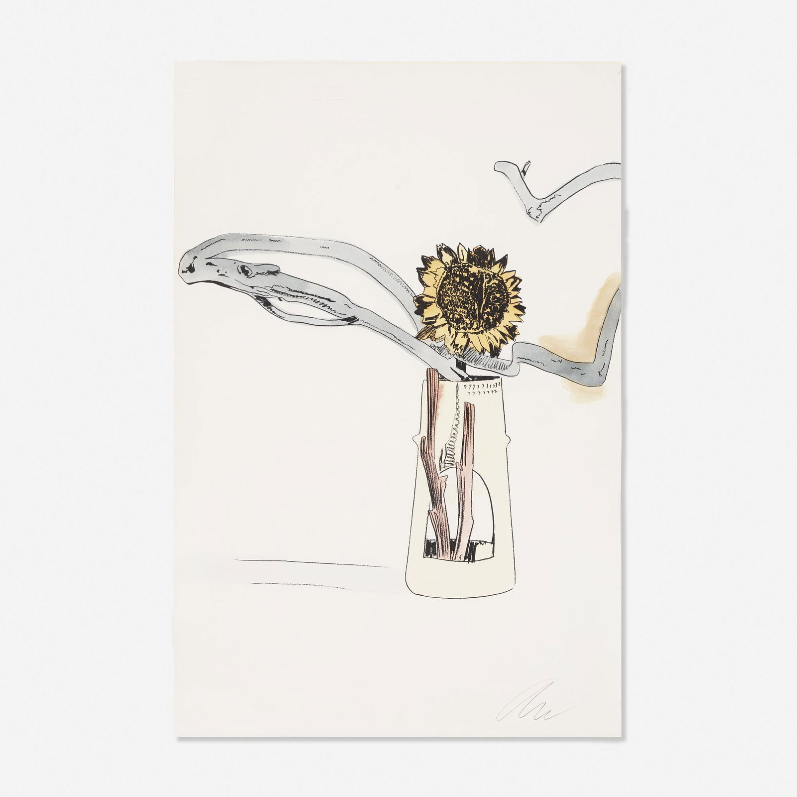 Andy Warhol, Flowers (Hand-Colored): Andy Warhol Flowers (Hand-Colored) 1974screenprint with hand-coloring on paper40.5 h × 27.5 w in (103 × 70 cm) Signed to lower right 'AW'. Signed and numbered to verso '141/250 Andy Warhol'. This