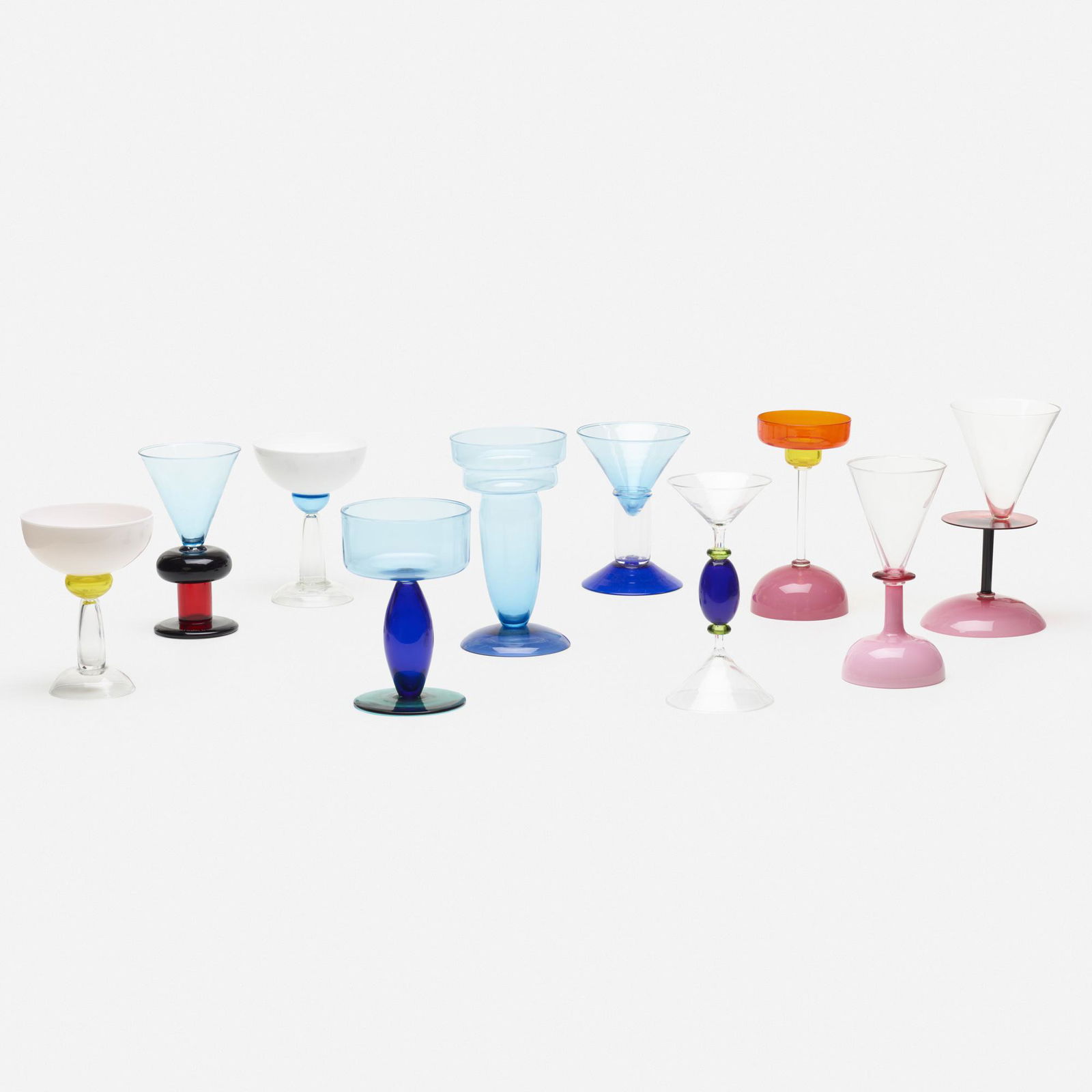 Marco Zanini, vases, collection of ten: Marco Zanini vases, collection of ten Compagnia Vetraria Muranese or Toso Vetri D'Arte for MemphisItaly, 1986glass6 dia × 10.5 h in (15 × 27 cm) Collection includes Hama, Seki