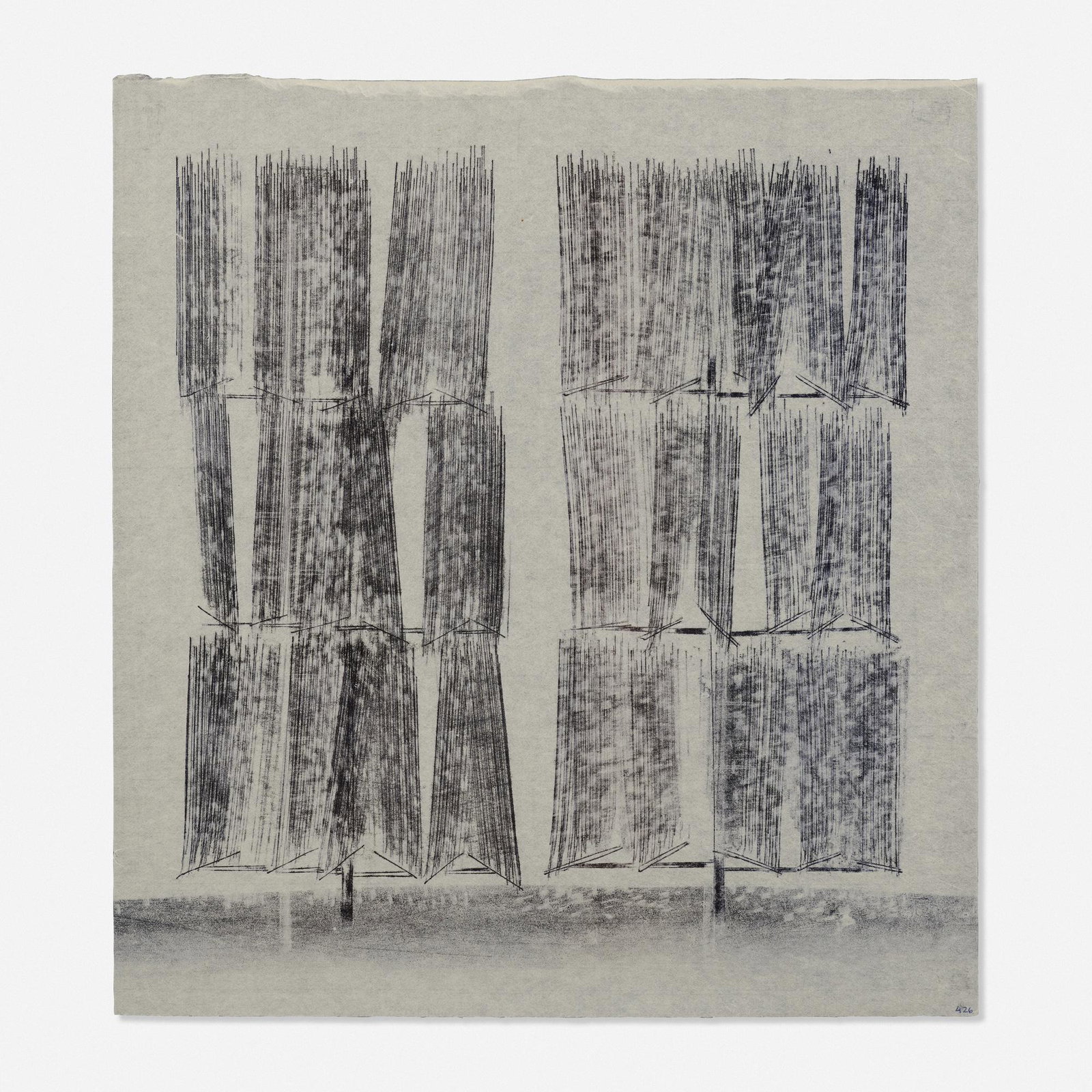 Harry Bertoia, Untitled: Harry Bertoia Untitled c. 1965monoprint19.25 h × 17.75 w in (49 × 45 cm) Numbered to lower right '426'. This is a unique work. Sold with a certificate of authenticity issued by the Ha