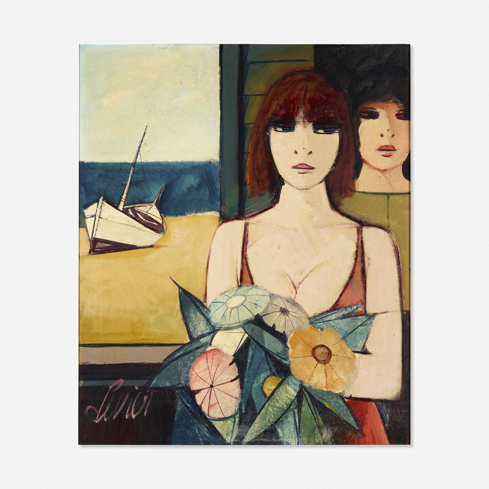 Charles Levier, La Mer: Charles Levier La Mer 1951 oil on canvas 24 h × 20 w in (61 × 51 cm) Signed to lower left 'Levier'. Signed, titled and dated to verso '51 La Mer Ch. Levier'.
