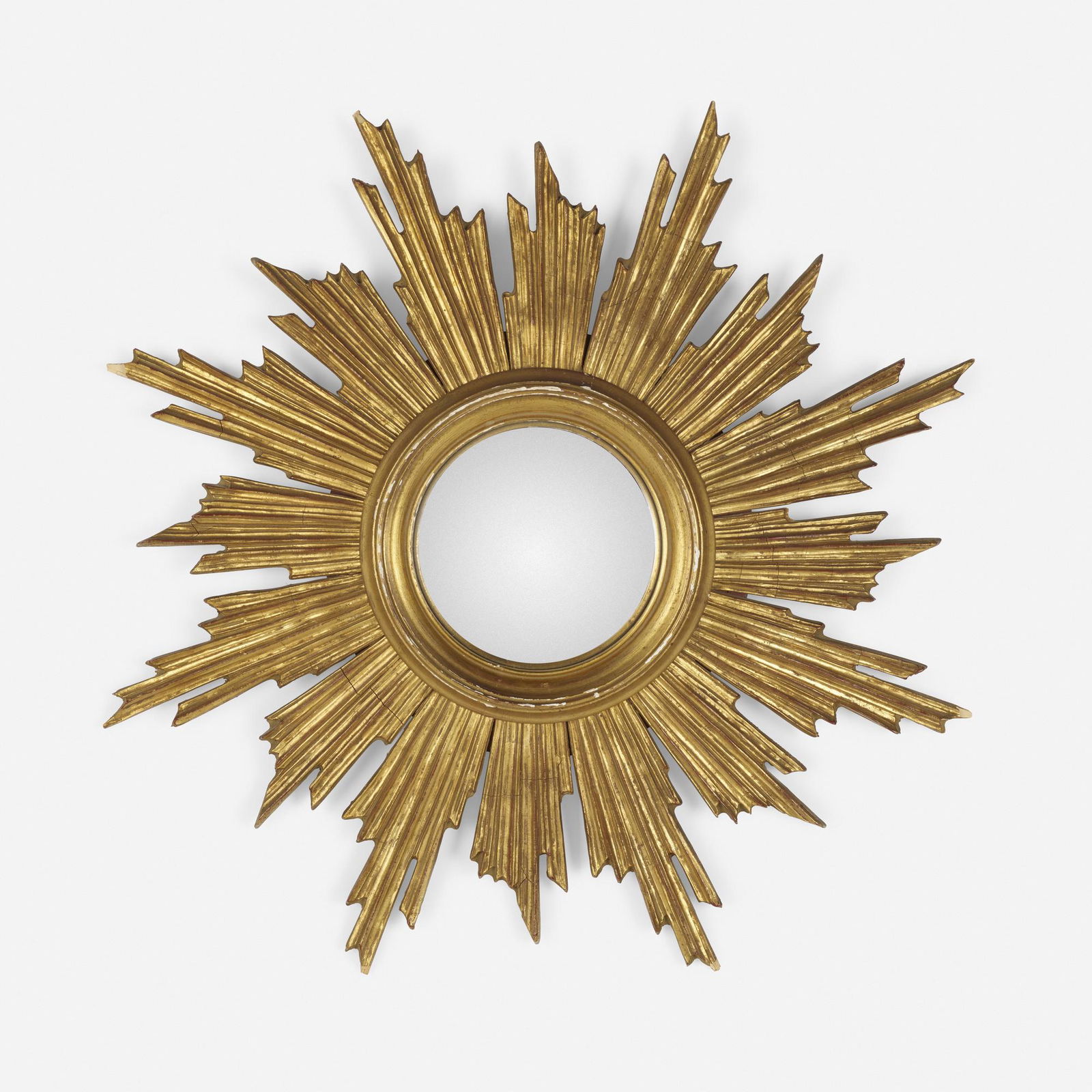 Continental, starburst mirror: Continental starburst mirror 20th centurygilt wood, mirrored glass27.75 dia in (70 cm)