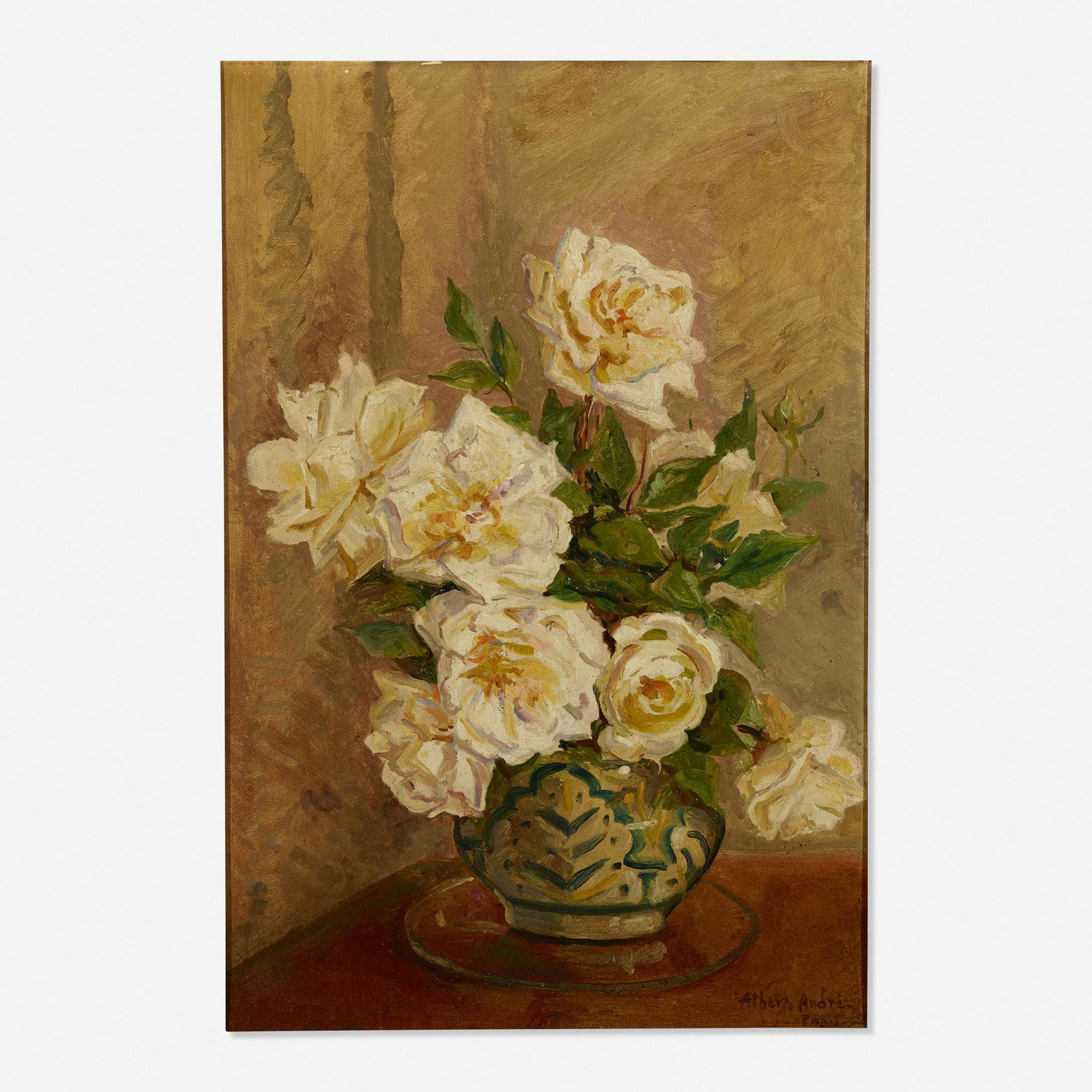Albert André, Untitled (Roses): Albert André Untitled (Roses) oil on canvas board21 h × 14 w in (53 × 36 cm) Signed to lower right 'Albert André Paris'. Provenance: Private Collection, New Jersey
