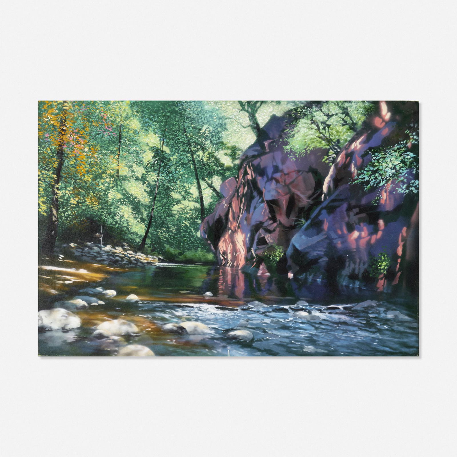 David Kessler, Sunstruck Cliff: David Kessler Sunstruck Cliff acrylic on canvas29 h × 43 w in (74 × 109 cm) Signed and titled to verso 'Sunstruck Cliff D. Kessler'.